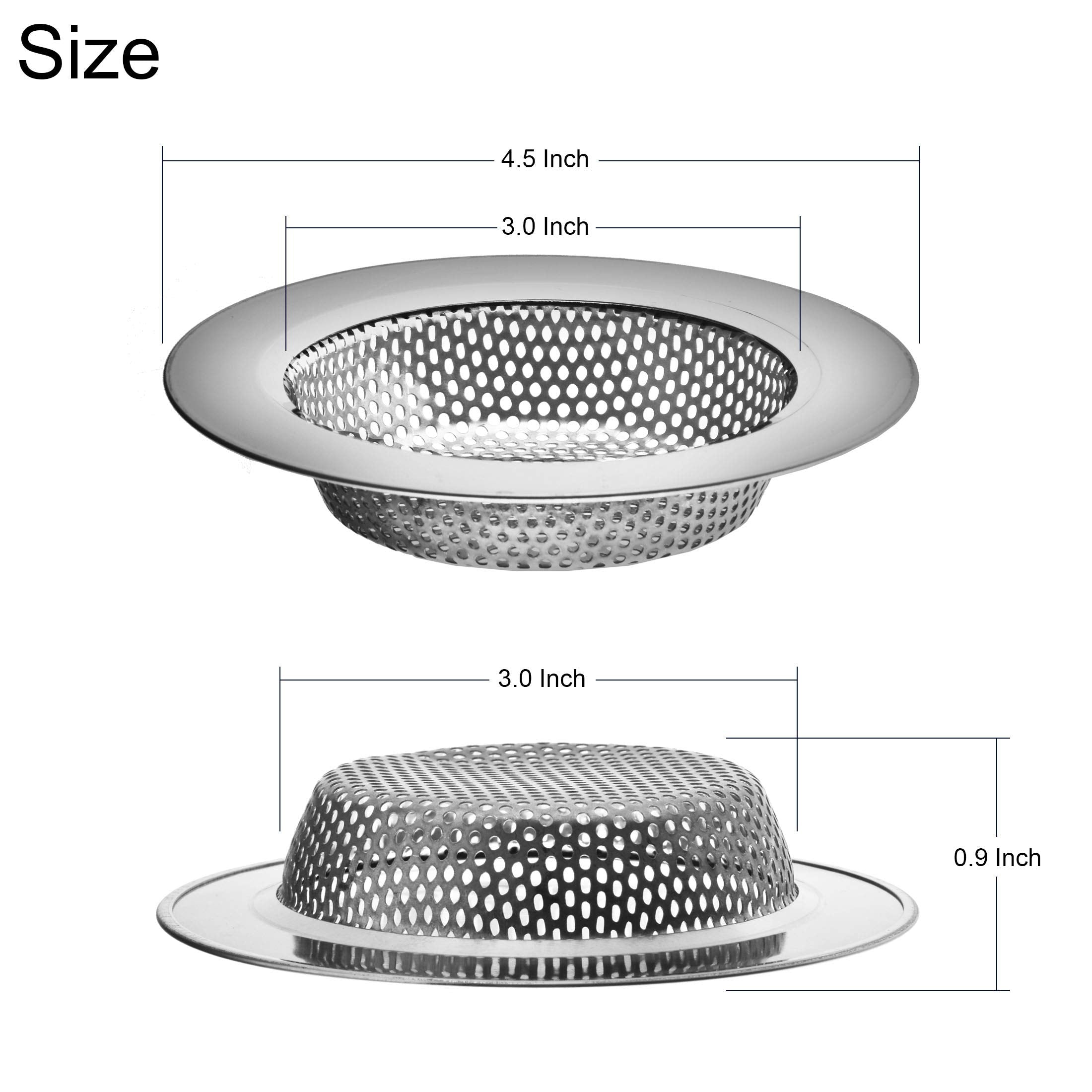 2 Pack - 4.5'' Top / 3'' Basket - Kitchen Sink Drain Strainer Large Basket Food Catcher. Stainless Steel