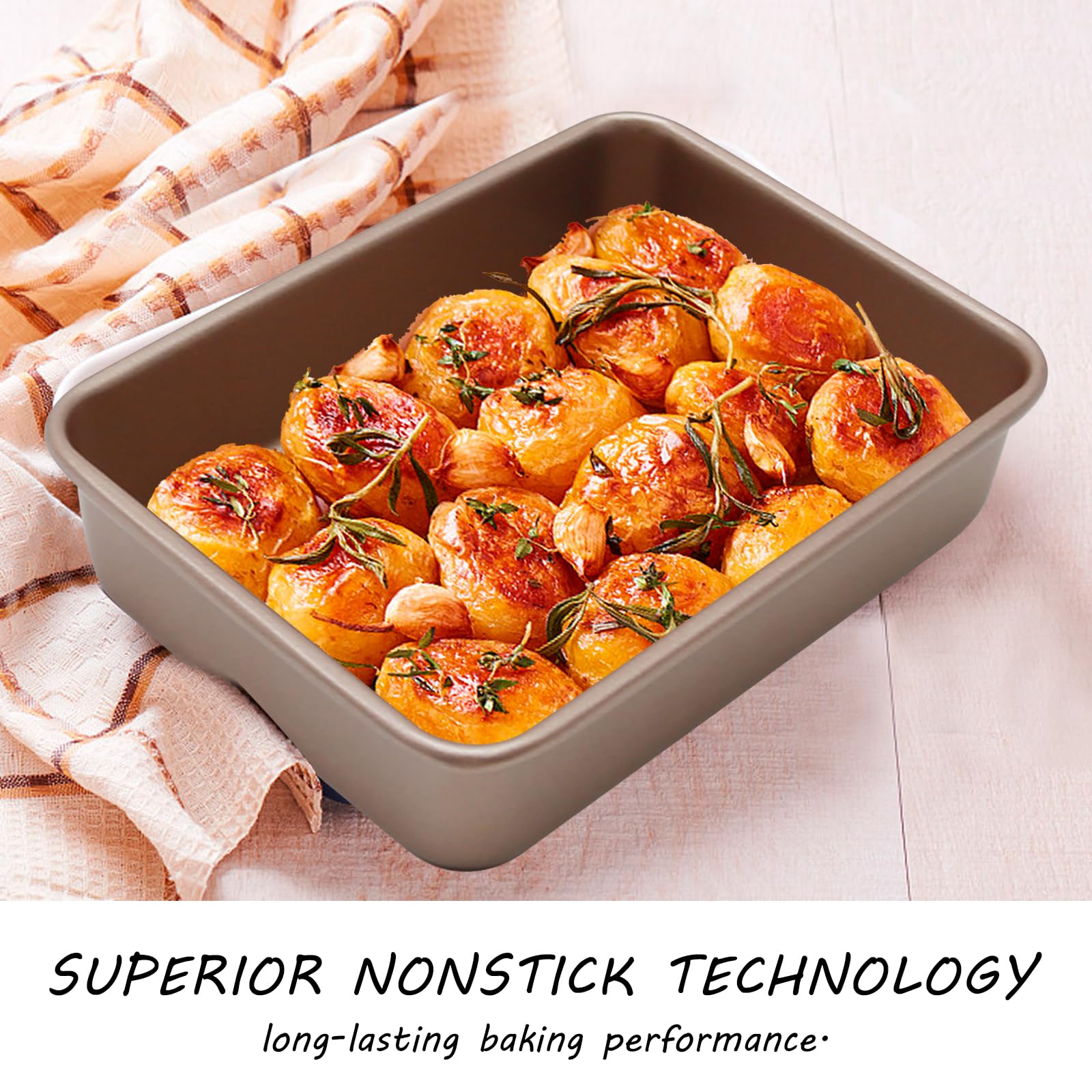 UOIENRT Nonstick Baking Sheet Pans, 2 Pack 9x7 Inch Stainless Steel Cookie & Brownie Trays, Easy Clean Bakeware