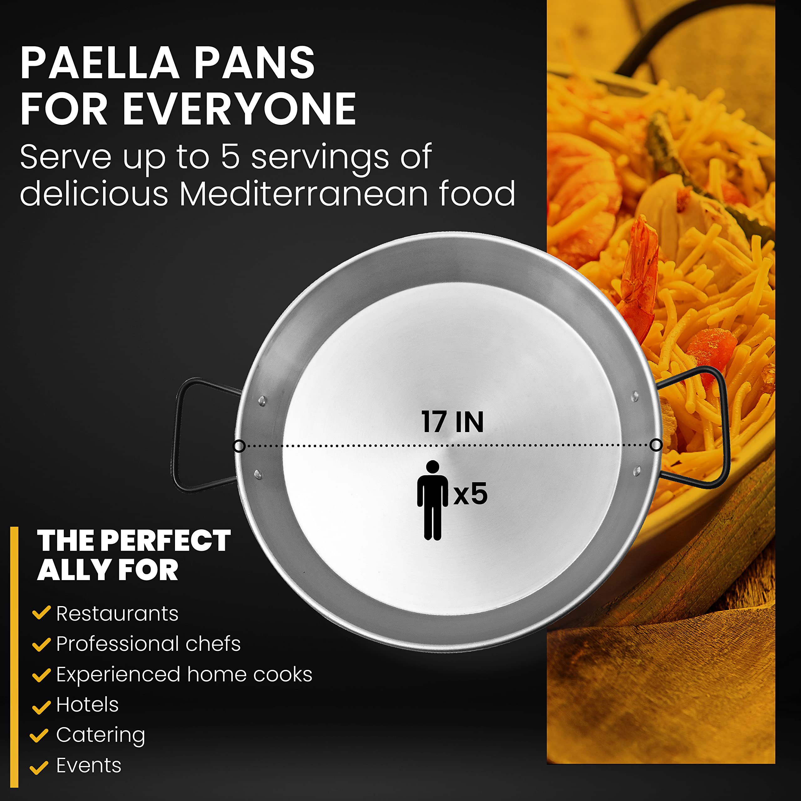 Machika Carbon Steel Pan | Professional Induction Cookware | Premium Polished Skillet For Cooking Mediterranean Food, Steaks & M