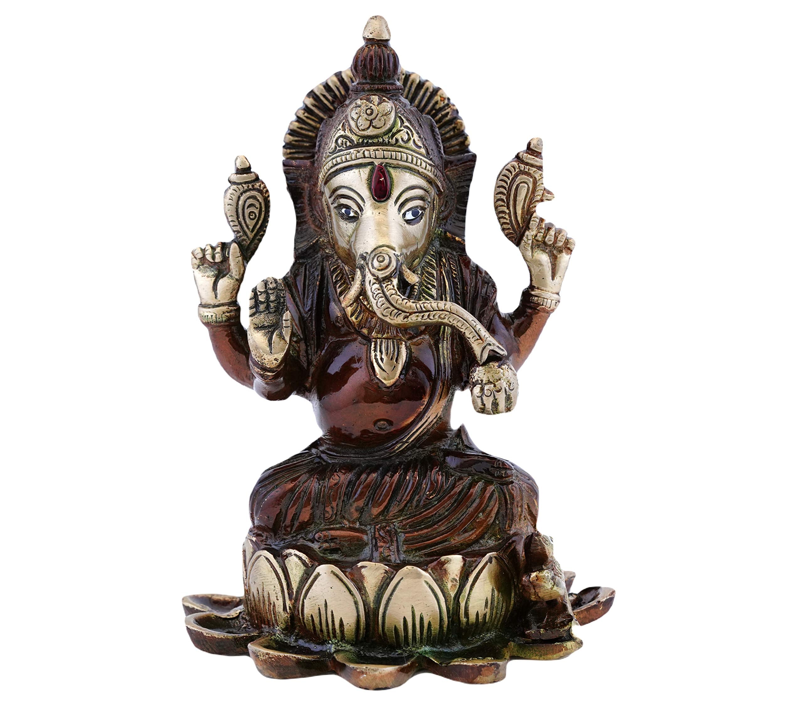 Tailos Pure Brass Lord Ganesha Idol  Ganesh Murti For Home Decor, Pooja Room, Temple & Diwali Decoration | Traditional Ganeshji