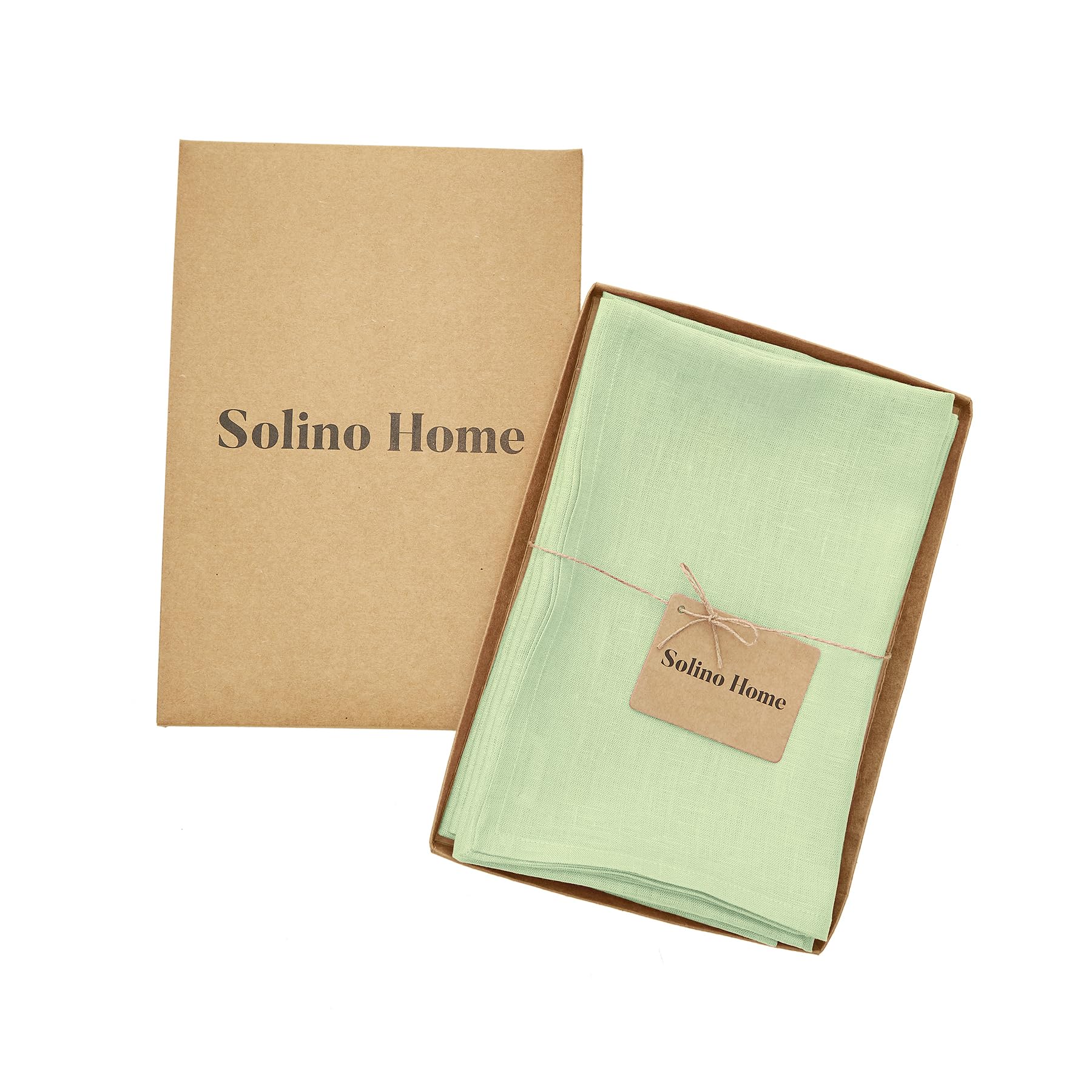 Solino Home Linen Dinner Napkins 20 X 20 Inch - 100% Pure Linen Pastel Green Cloth Napkins Set Of 4 For Spring, Easter - Fete, H