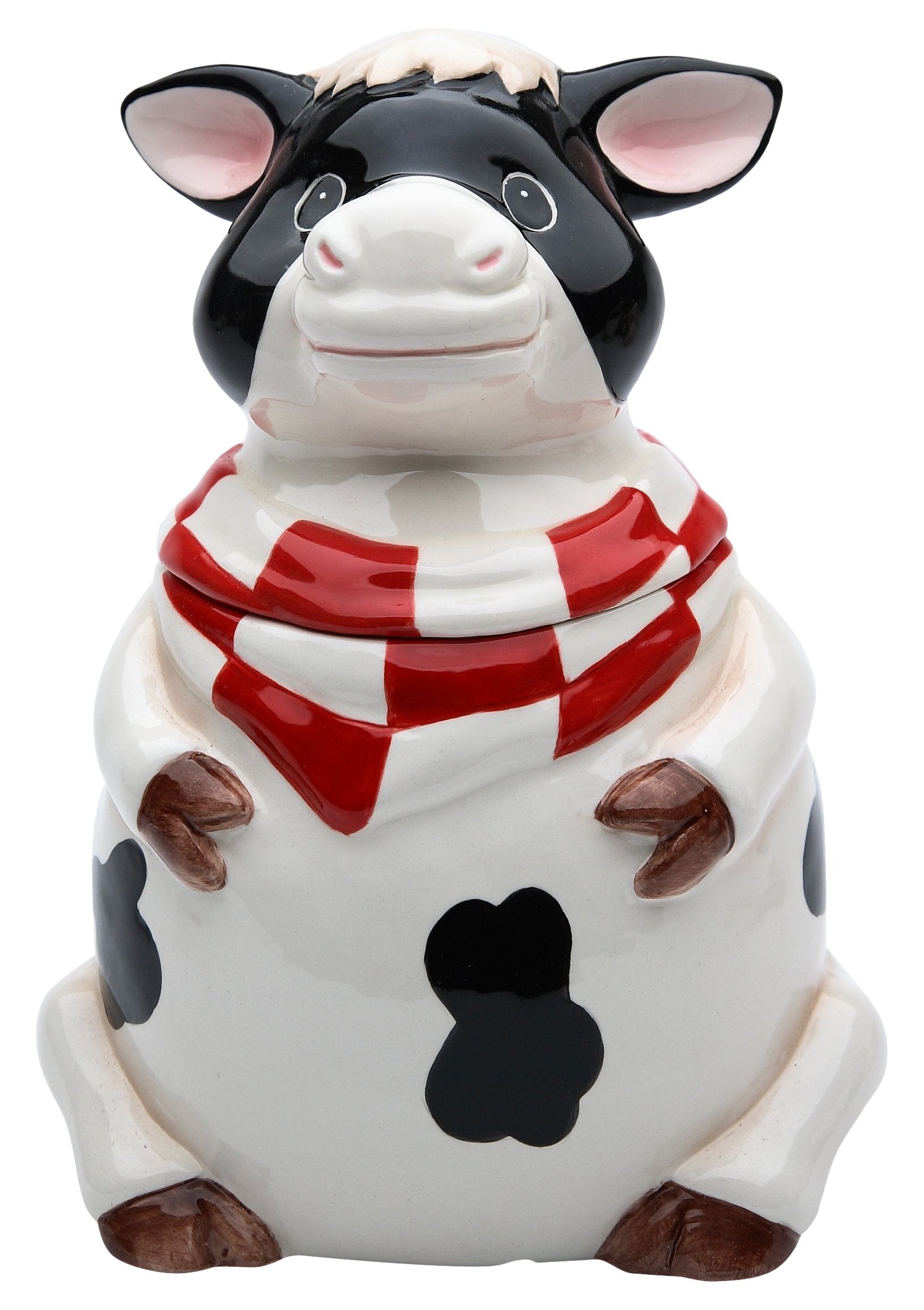 Stealstreet Ss-Cg-61759, 6.75 Inch Sitting Black And White Cow With Bandana Candy Jar