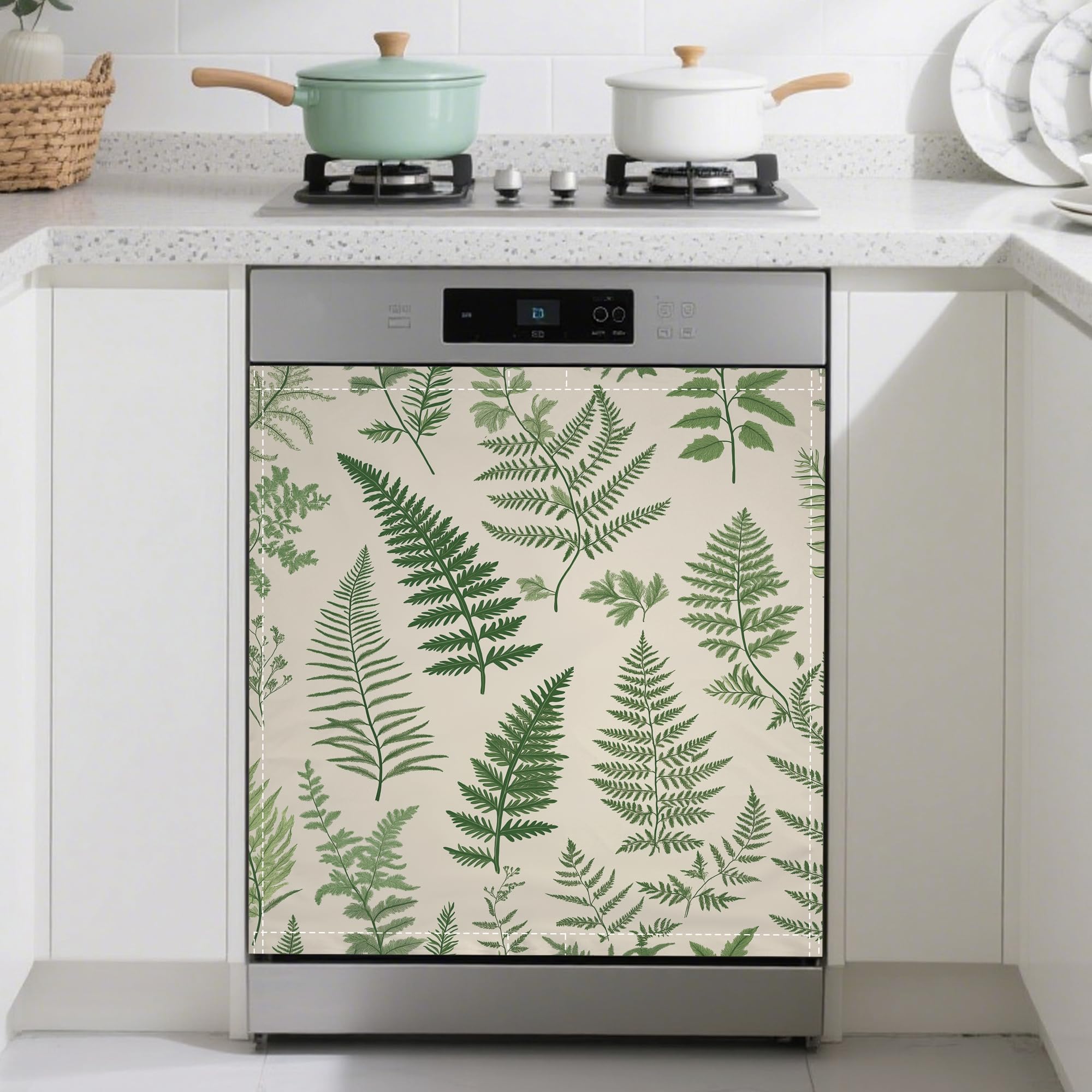 Sage Green Dishwasher Magnets Decorative Cover,Eucalyptus Leaves Magnet Fridge Panel Decal for Home Kitchen Decor,23x26 in