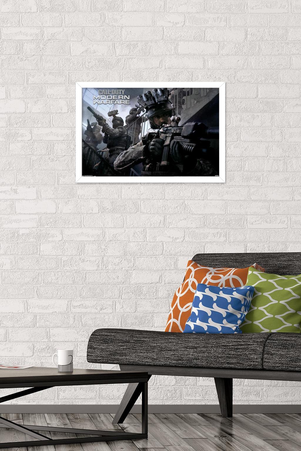 Trends International Call Of Duty: Modern Warfare - Co-Op Wall Poster, 14.725'' X 22.375'', White Framed Version