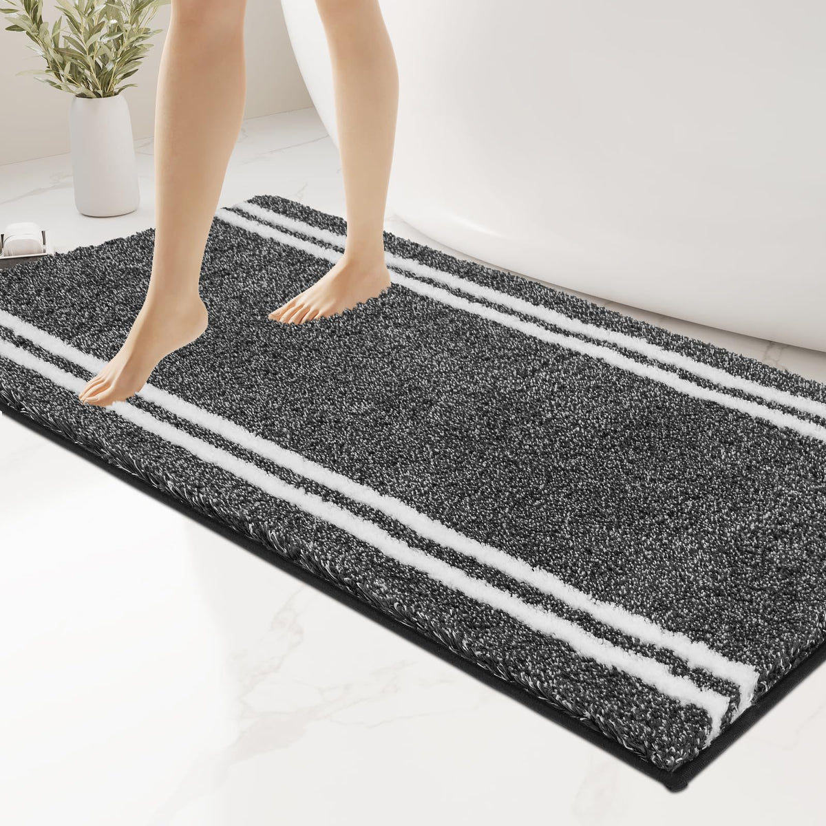 Purrugs Non-Slip Bathroom Rug 30'' X 60'' - Super Absorbent & Quick Dry Shaggy Microfiber Bath Mat, Machine Washable Plush Throw