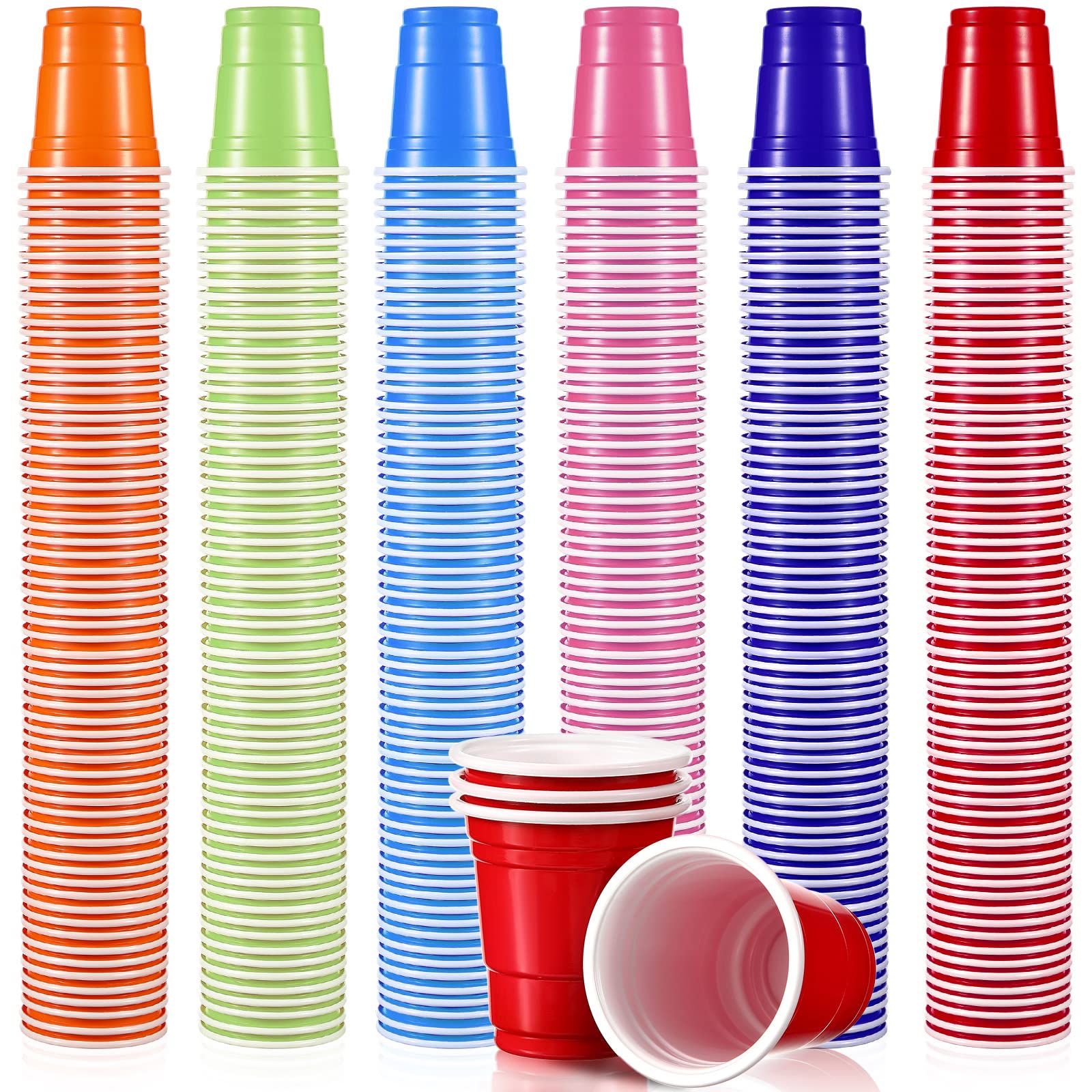 600 Pack 2 Oz Plastic Shot Glasses Disposable Plastic Shot Cups Mini Multicolor Party Cups For Bbq Christmas Party Tastings Samp