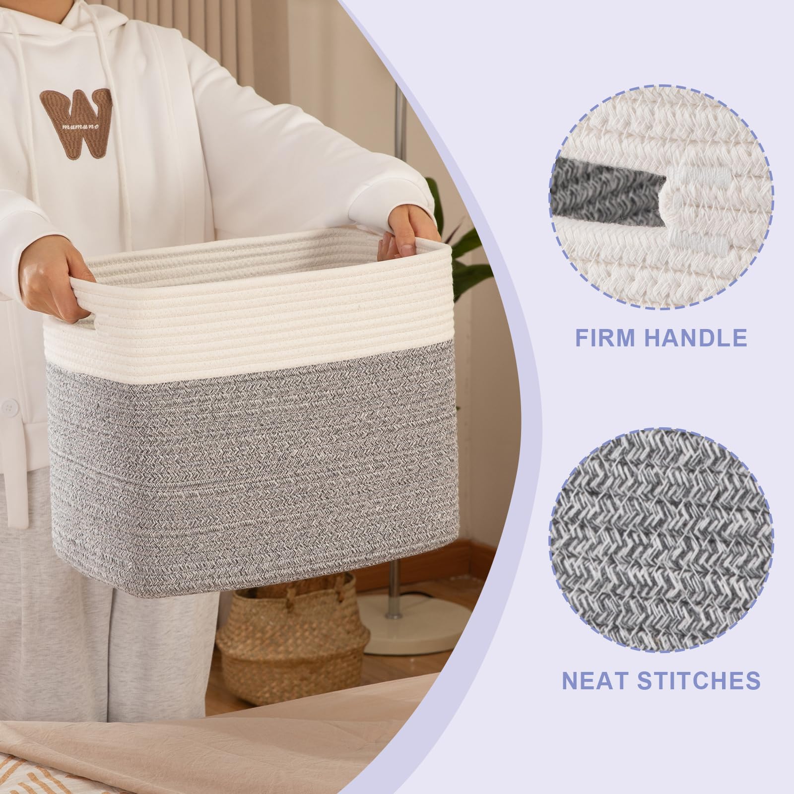 Oiahomy Storage Baskets For Shelf, Toy Storage Basket, Collapsible Storage Bins, Blanket Basket Living Room, Closet Storage For