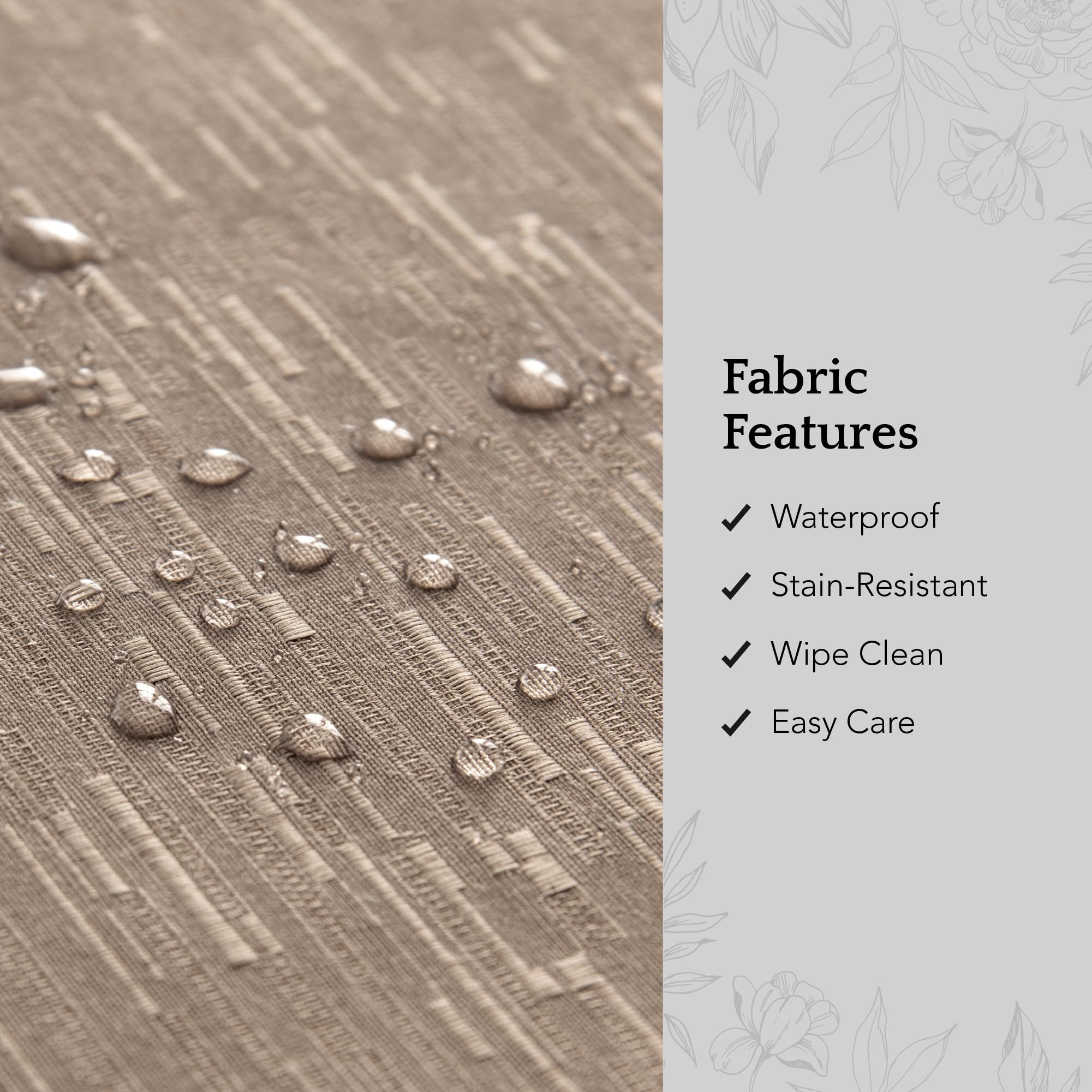 Elrene Home Fashions Continental Solid Texture Water And Stain Resistant Fabric Dining Napkins, Set Of 4, 17''X17'', Taupe