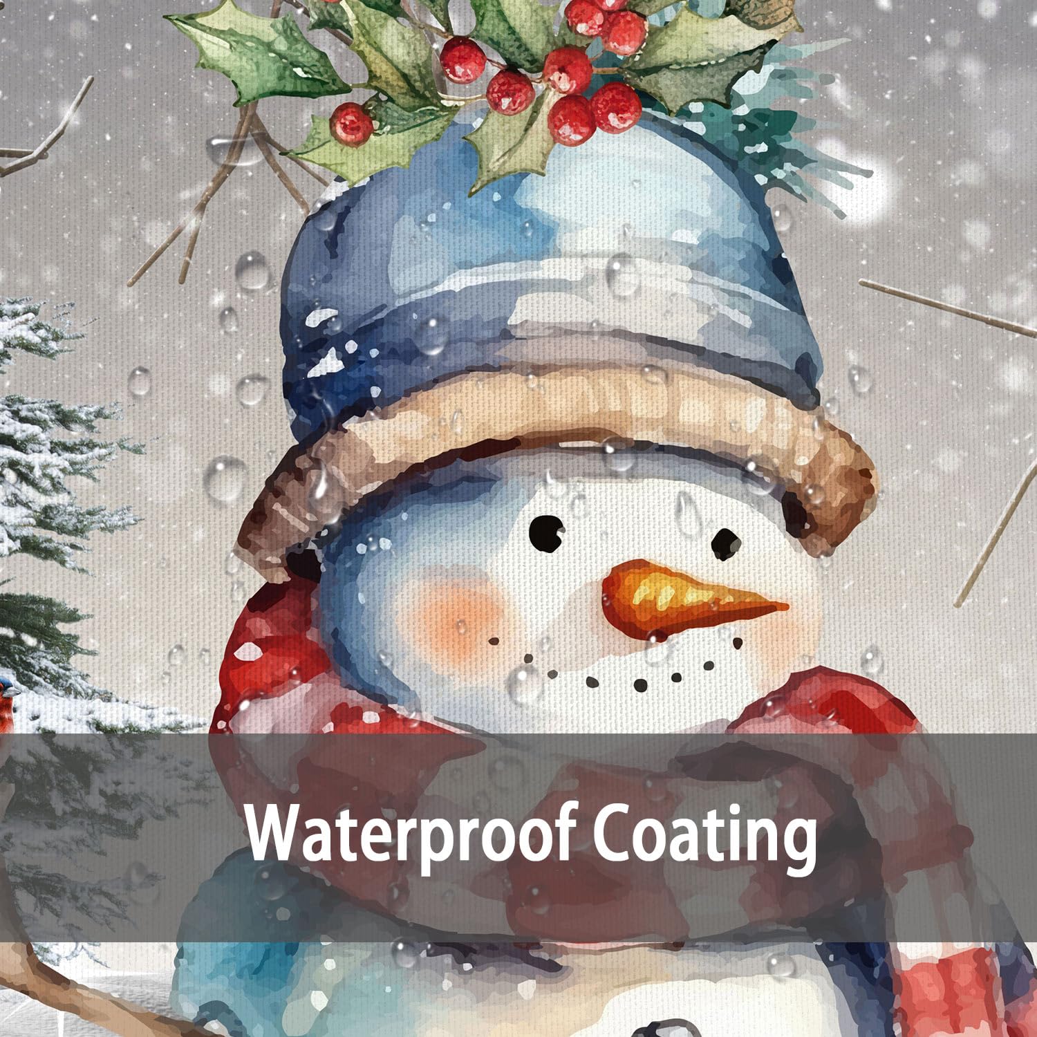 Merry Christmas Snowman Shower Curtain Sets, Watercolor Snowman And Cardinals Pine Tree Redbird Robin Snowflake Winter Holiday H