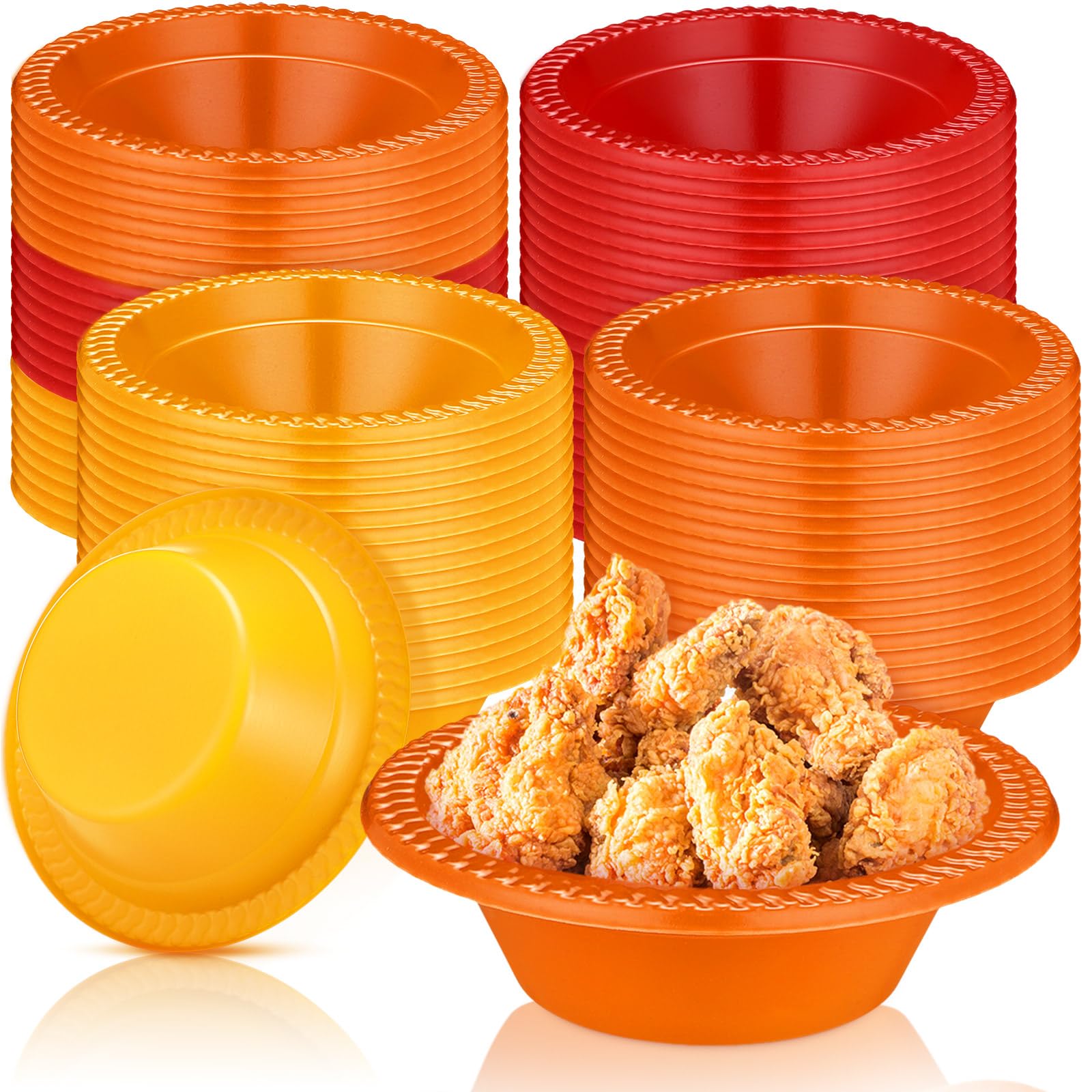 Layhit 100 Pcs Thanksgiving Plastic Bowls 12 oz Disposable Salad Yellow Red Orange Plastic Serving Autumn Party Supplies Candy S