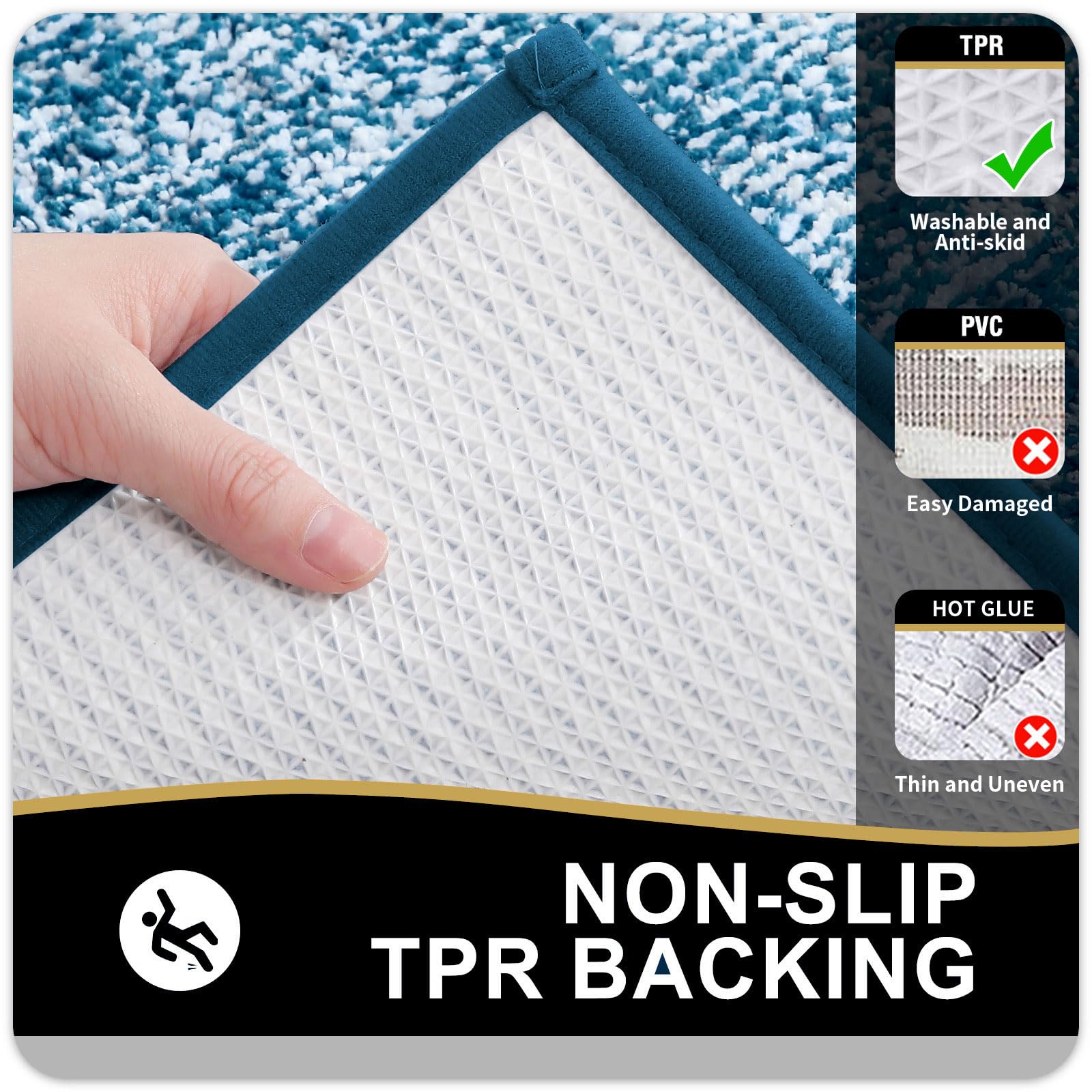 Olanly Luxury Toilet Rug U-Shaped 24X20, Extra Soft And Absorbent Microfiber Bathroom Rugs, Non-Slip Plush Toilet Bath Mat, Mach
