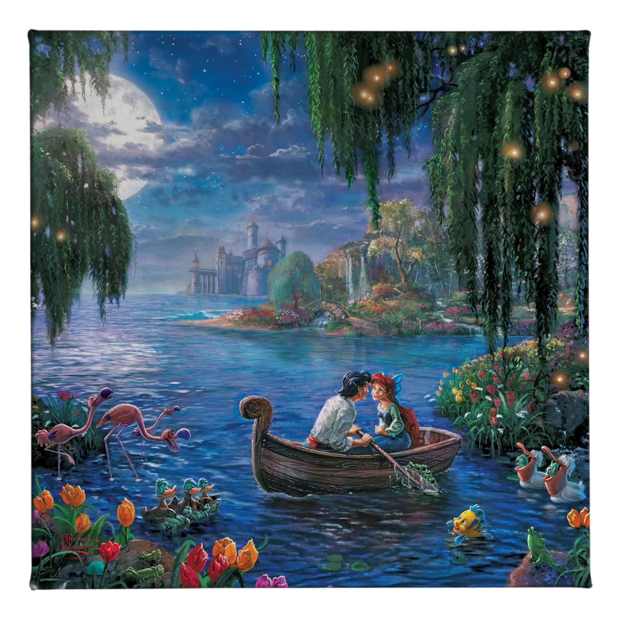 Thomas Kinkade Disney The Little Mermaid Ii 14'' X 14'' Gallery Wrapped Canvas Art | Frameless Room Wall Art | Certificate Of Au
