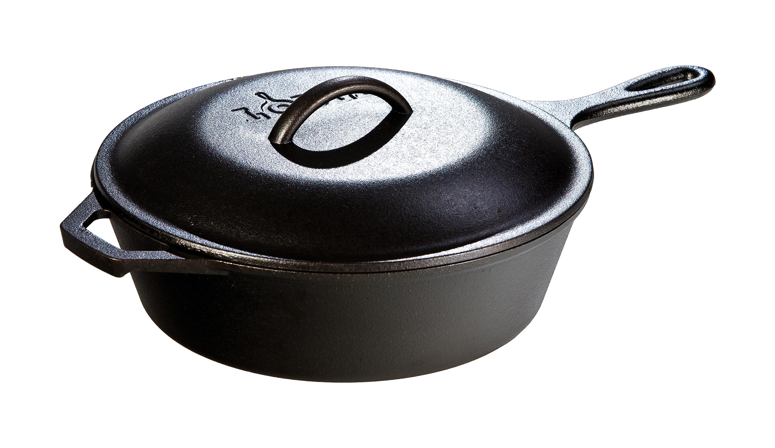 Lodge L8CFKPLT Cast Iron Covered Chicken Fryer, Pre-Seasoned, 3-Quart, Black