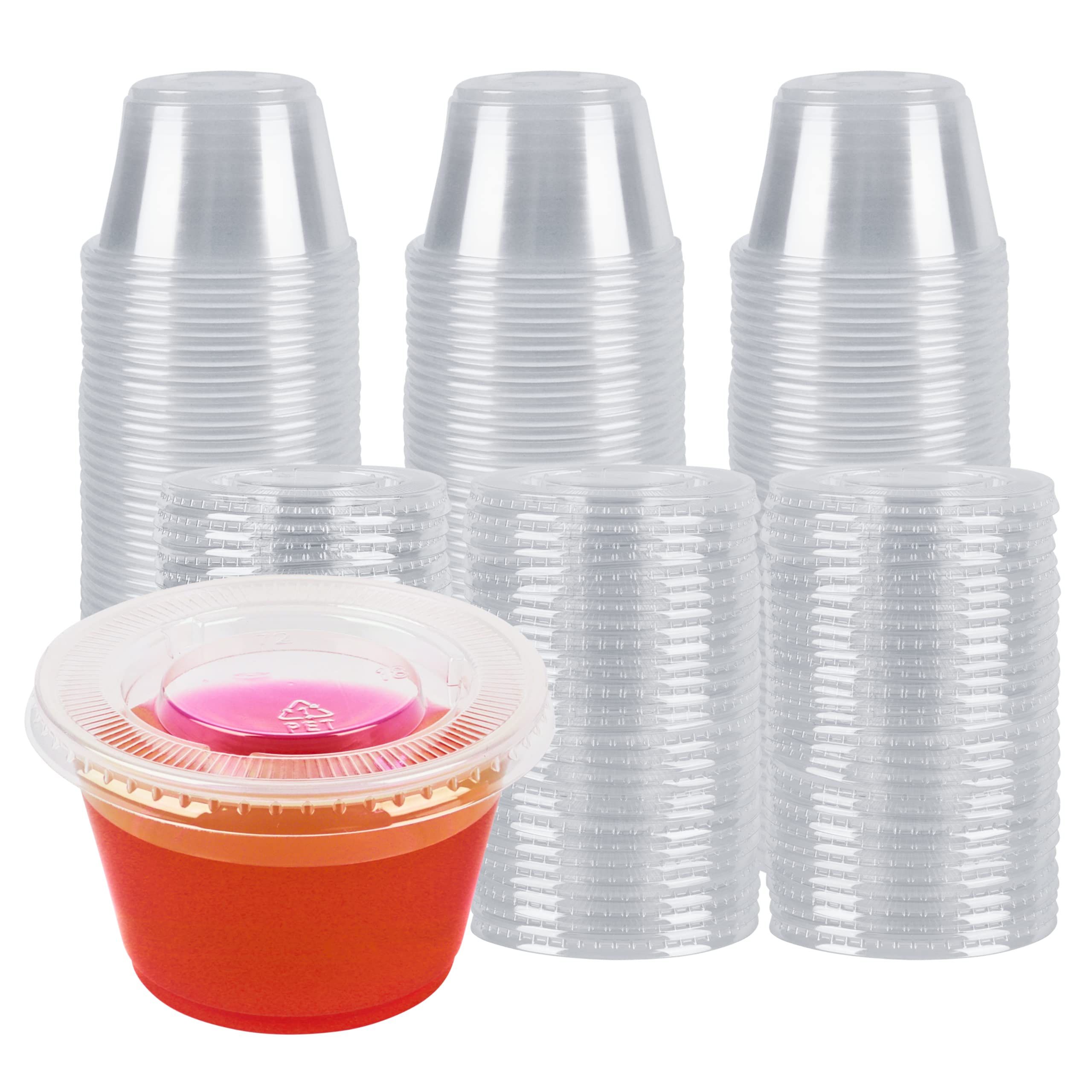 Green Direct 4 Oz Disposable Jello Shot Cups With Lids | Condiment Containers With Lids Clear Plastic Cups With Lids | Salad Dre