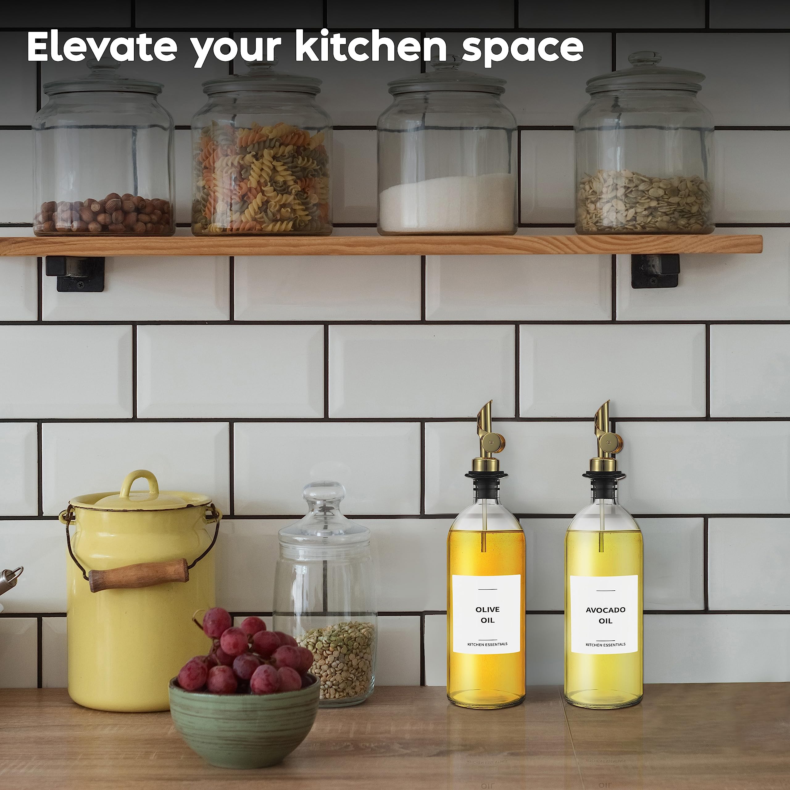 Spaceneat Olive Oil Dispenser Bottle For Kitchen, Coffee Syrup Dispenser - Elegant Olive Oil Bottles For Kitchen - Glass Cooking