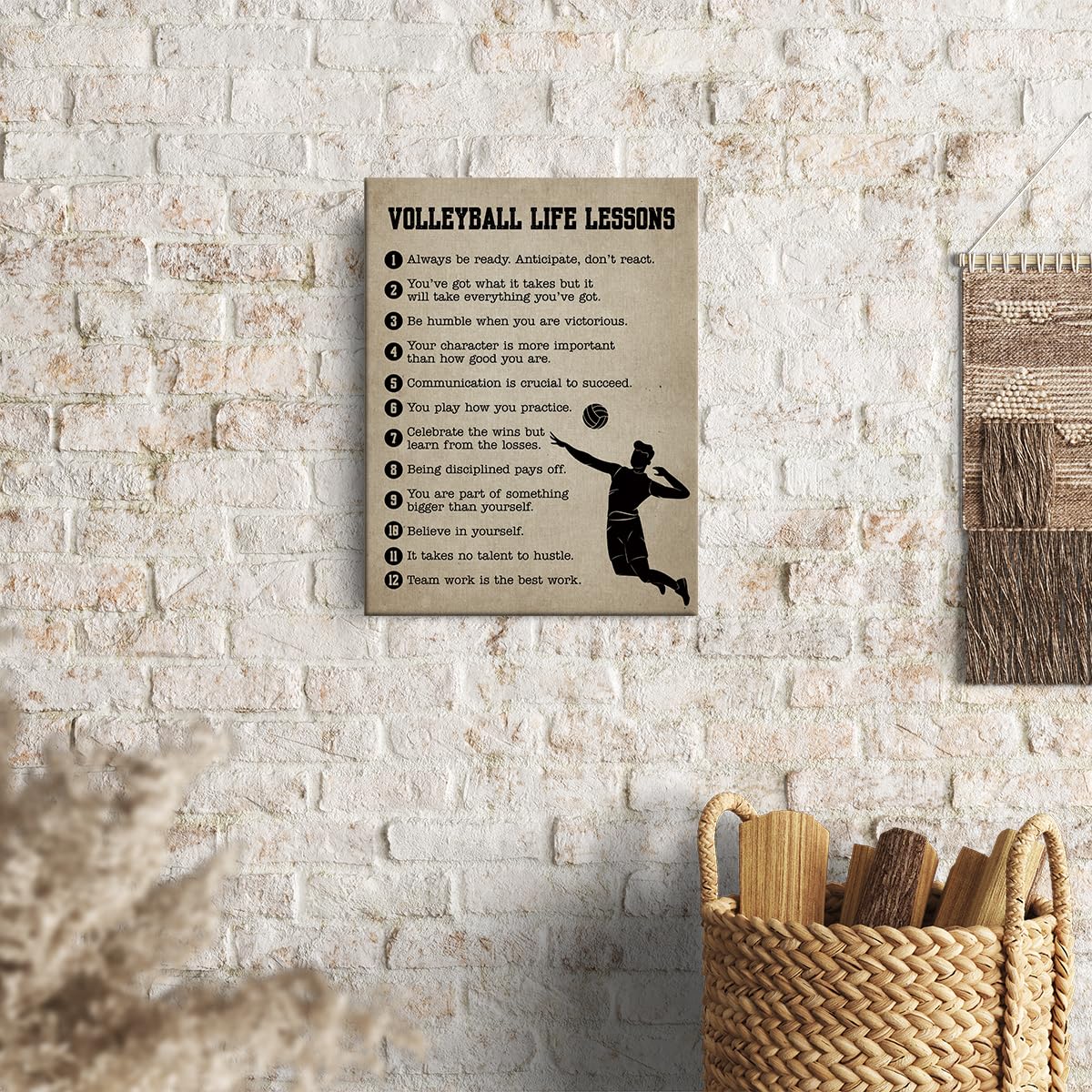 Volleyball Gifts Inspirational Wall Decor Canvas Wall Art Artwork Volleyball Framed Art Paintings Sports Posters For Men Athlete