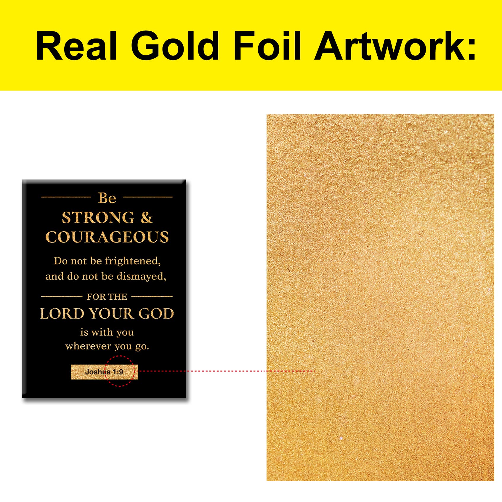 Christian Gold Foil Canvas Wall Art Motivational Be Strong And Courageous Joshua 1:9 Print Framed Canvas Painting Artwork Home D