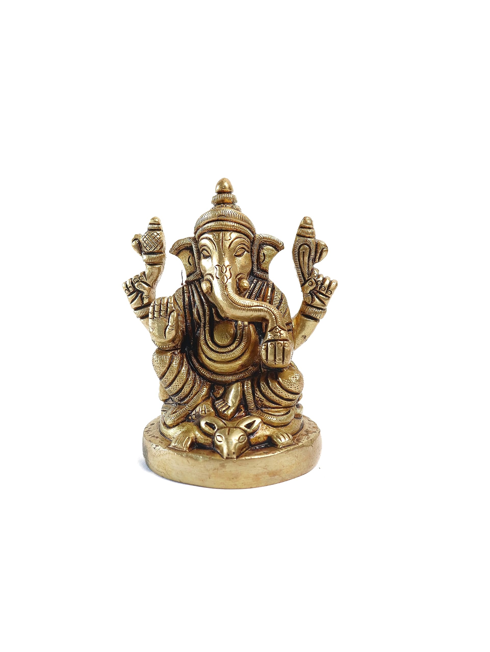 The Spiritual Living Brass Lord Ganesh Ji Idol Hindu God Ganesh Ganpati Sculpture With Round Chowki Ganesha Statue Ganpati Murti