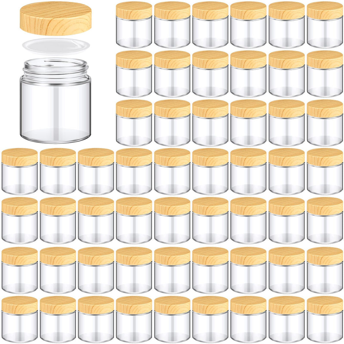 Norme 48 Pcs 4 Oz Glass Jars With Lids Empty Small Glass Containers With Lids Inner Liners Reusable Glass Cosmetic Jars Round Ai