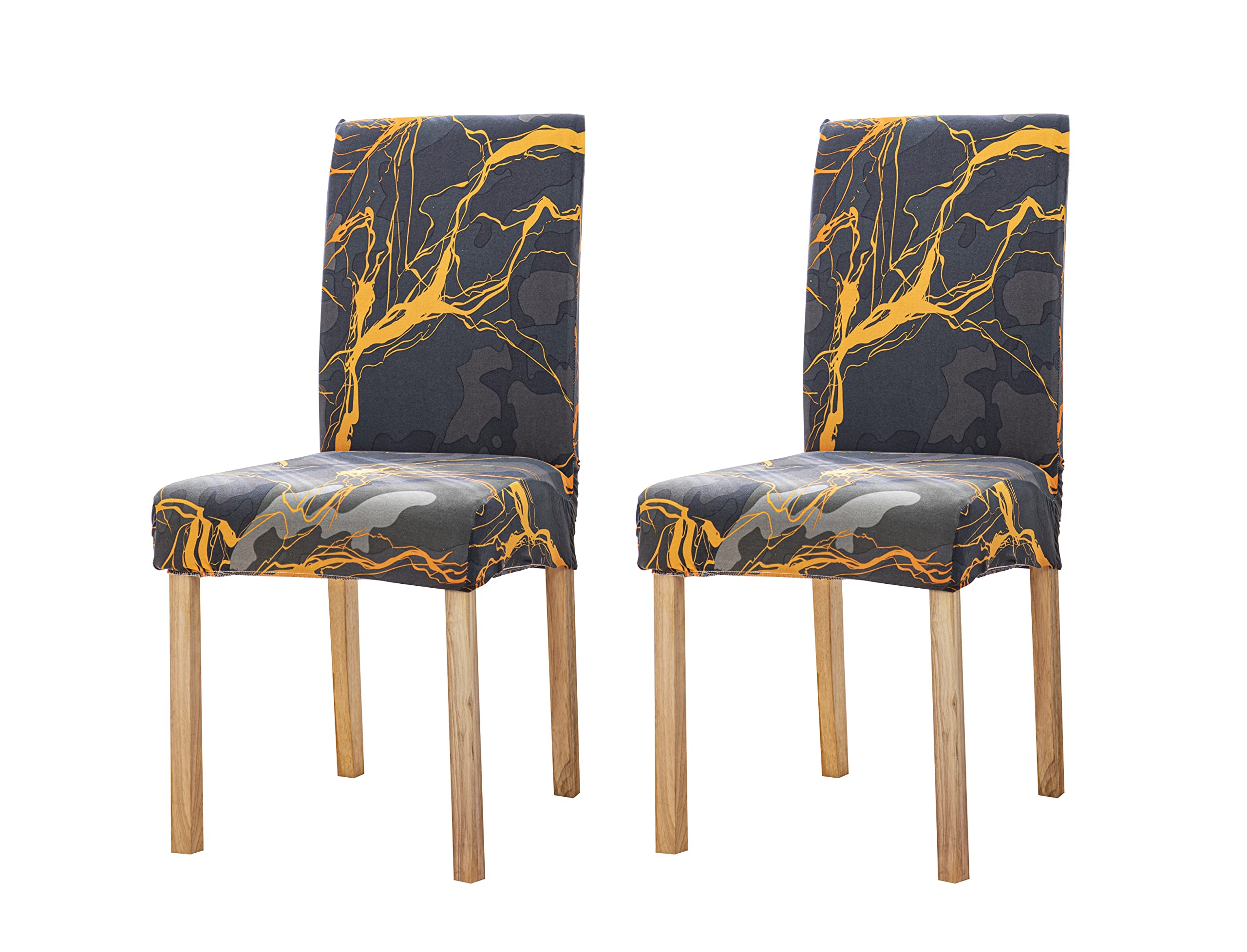 House Of Quirk Elastic Chair Cover Stretch Removable Washable Short Dining Chair Cover Protector Seat Slipcover (Pack 2, Dark Su
