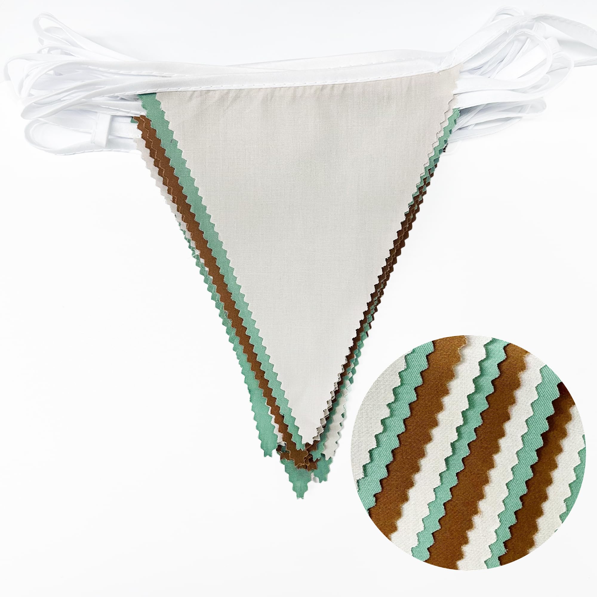 32Ft Sage Green Brown Party Decorations Retro Colored Triangle Flag Fabric Banner Pennant Bunting Garland Streamers For Birthday