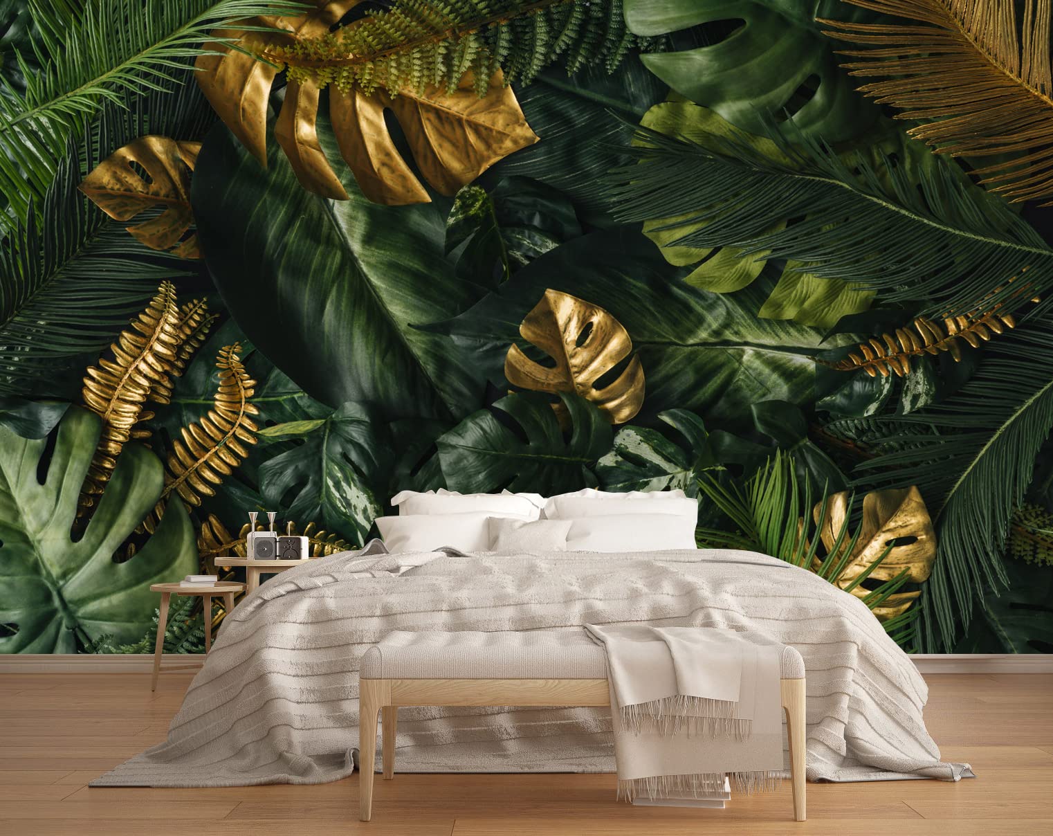 MFWFM Tropical Wallpaper Jungle Banana Leaf Wall Mural Wallpaper for Living Room (Not Peel n Stick)