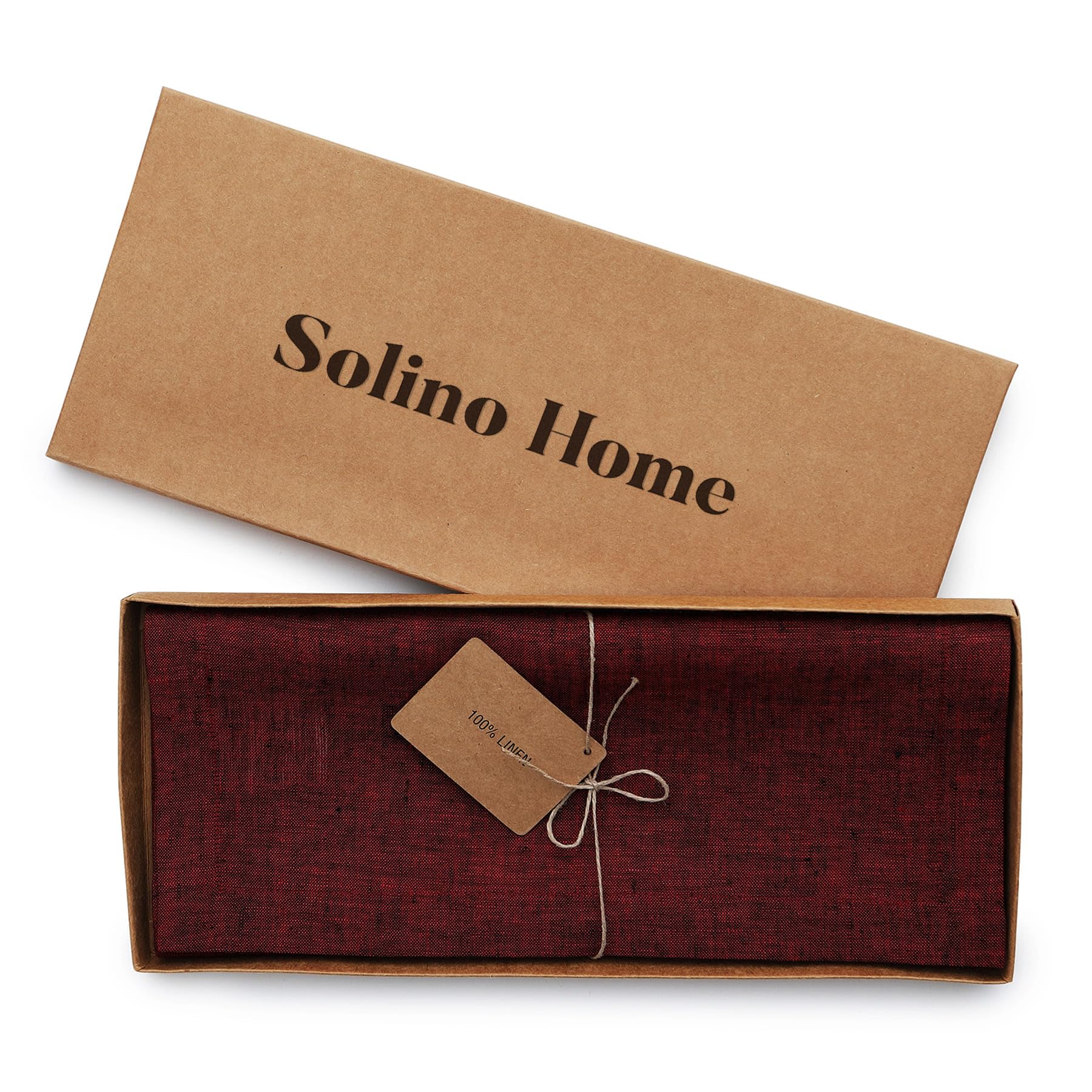 Solino Home Linen Table Runner 48 Inch - 100% Pure Linen Red Garnet Table Runner 14 X 48 Inch - Machine Washable Dining Table Ru