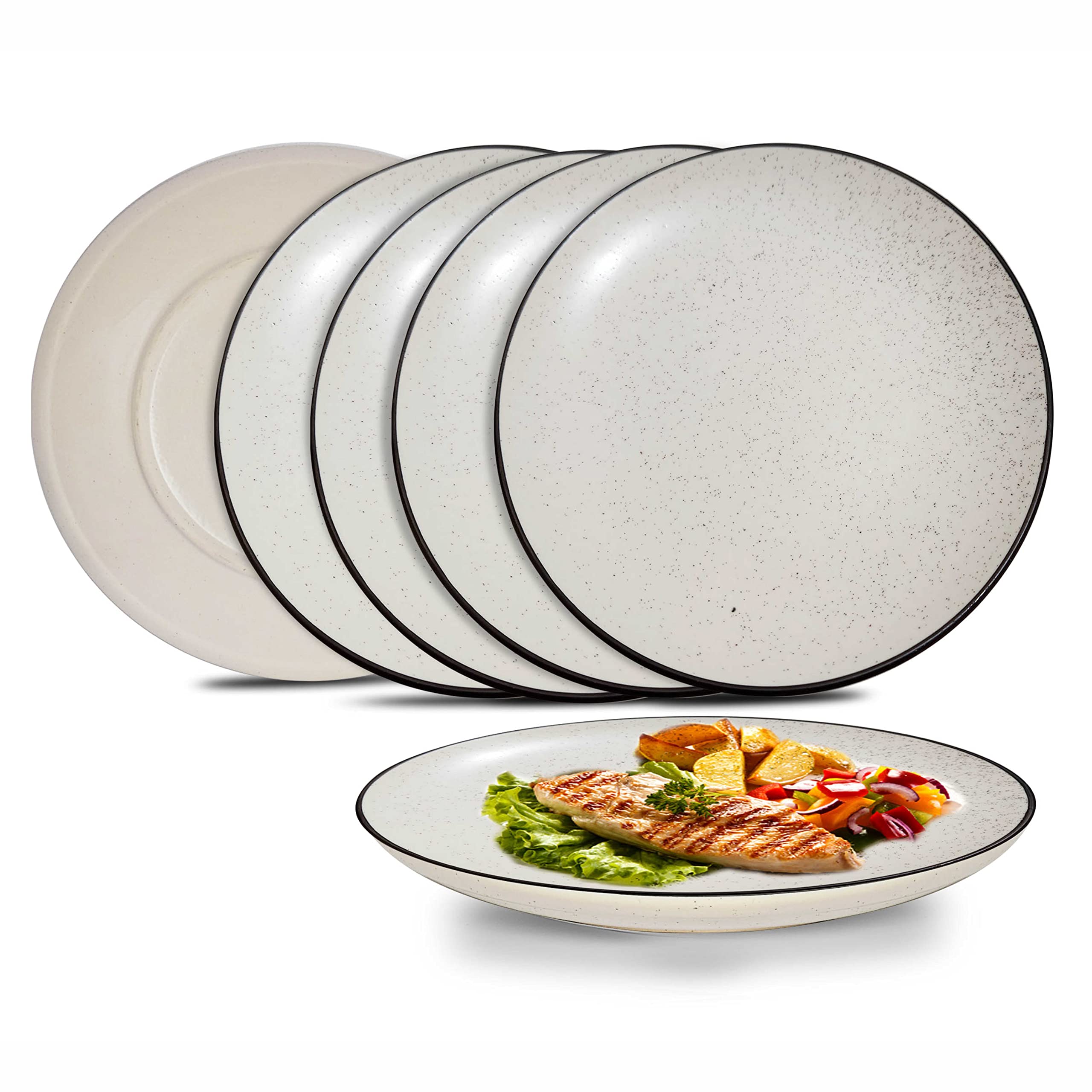 Pure Source India Ceramic Handcrafted Dotted White Quarter Plate Set of 1, Small Side Plates for Dinner and Snacks (7 Inch, 1 Pi