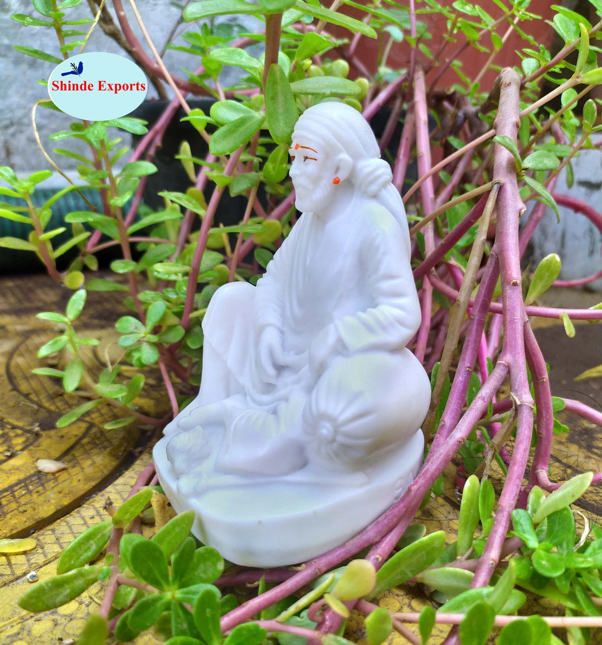 SHINDE EXPORTS shirdi saibaba Idol Marble/saibaba Idol for car Dashboard 11 cm