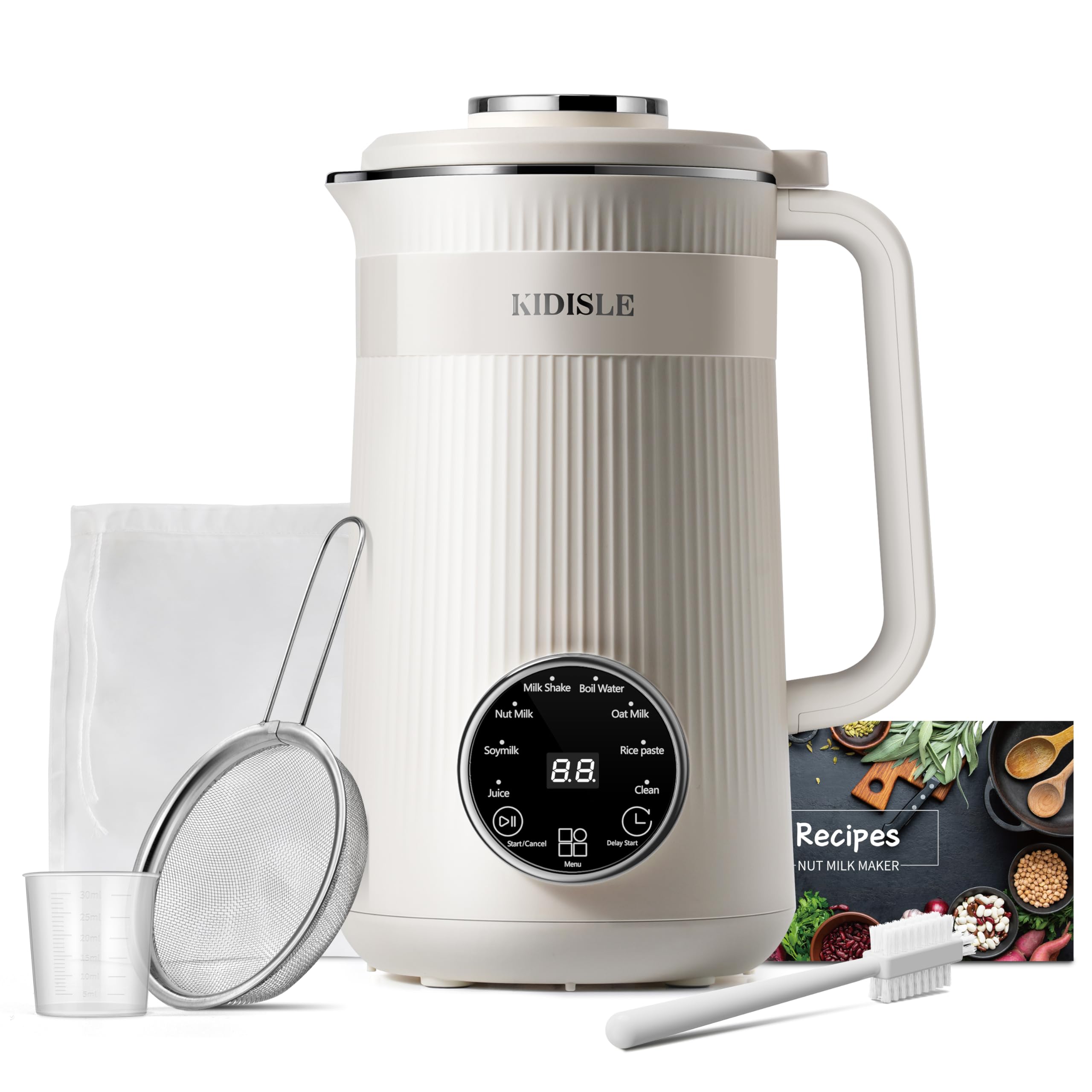 KIDISLE 8 in 1 Nut Milk Maker Blender, 32oz Homemade Soy, Almond, Oat, Coconut, Plant Based and Non Dairy Beverages, Automatic S