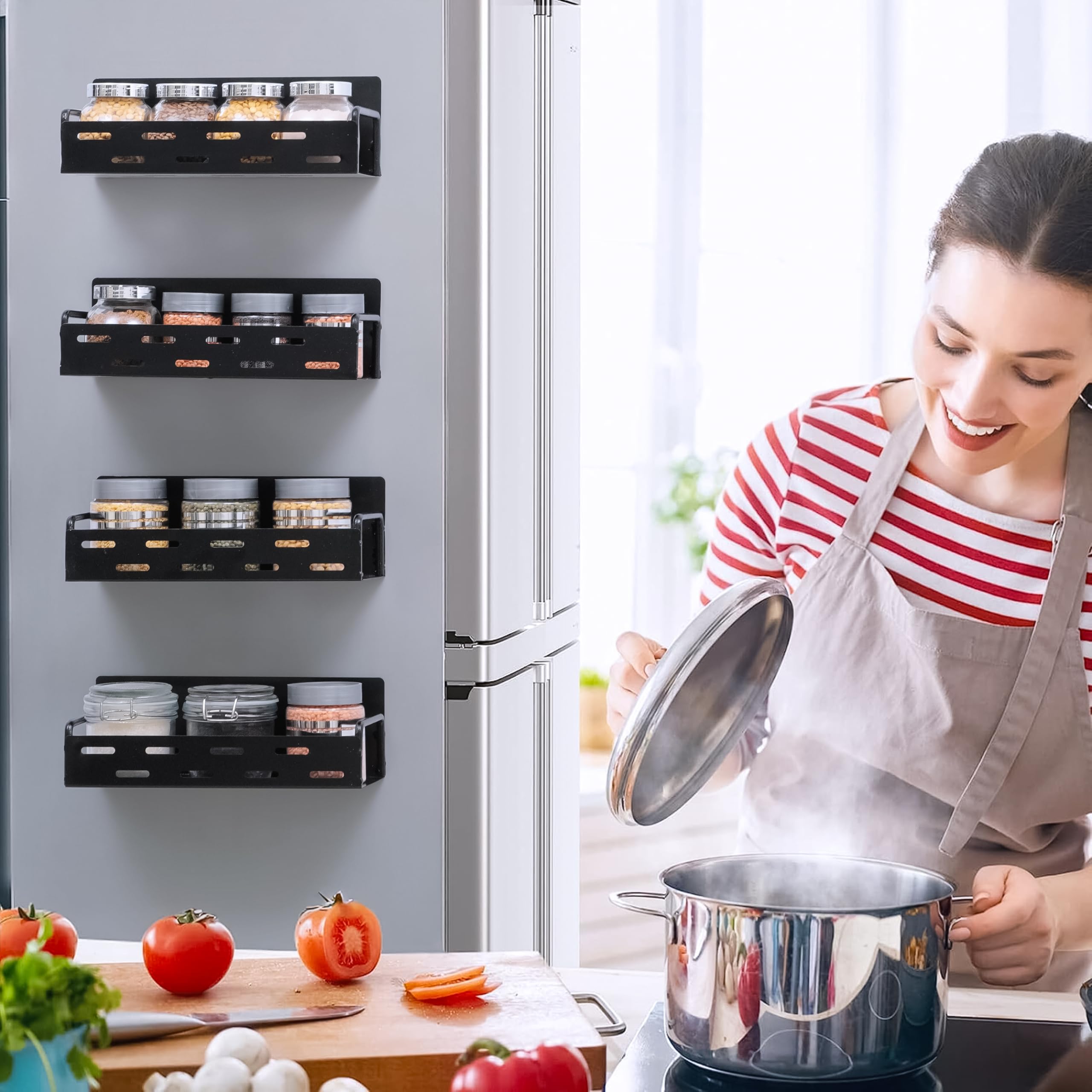 Livzing 1Pcs Magnetic Shelf For Fridge  Magnetic Spice Rack For Refrigerator  Fridge Side Storage Rack  Kitchen Organizer Rac