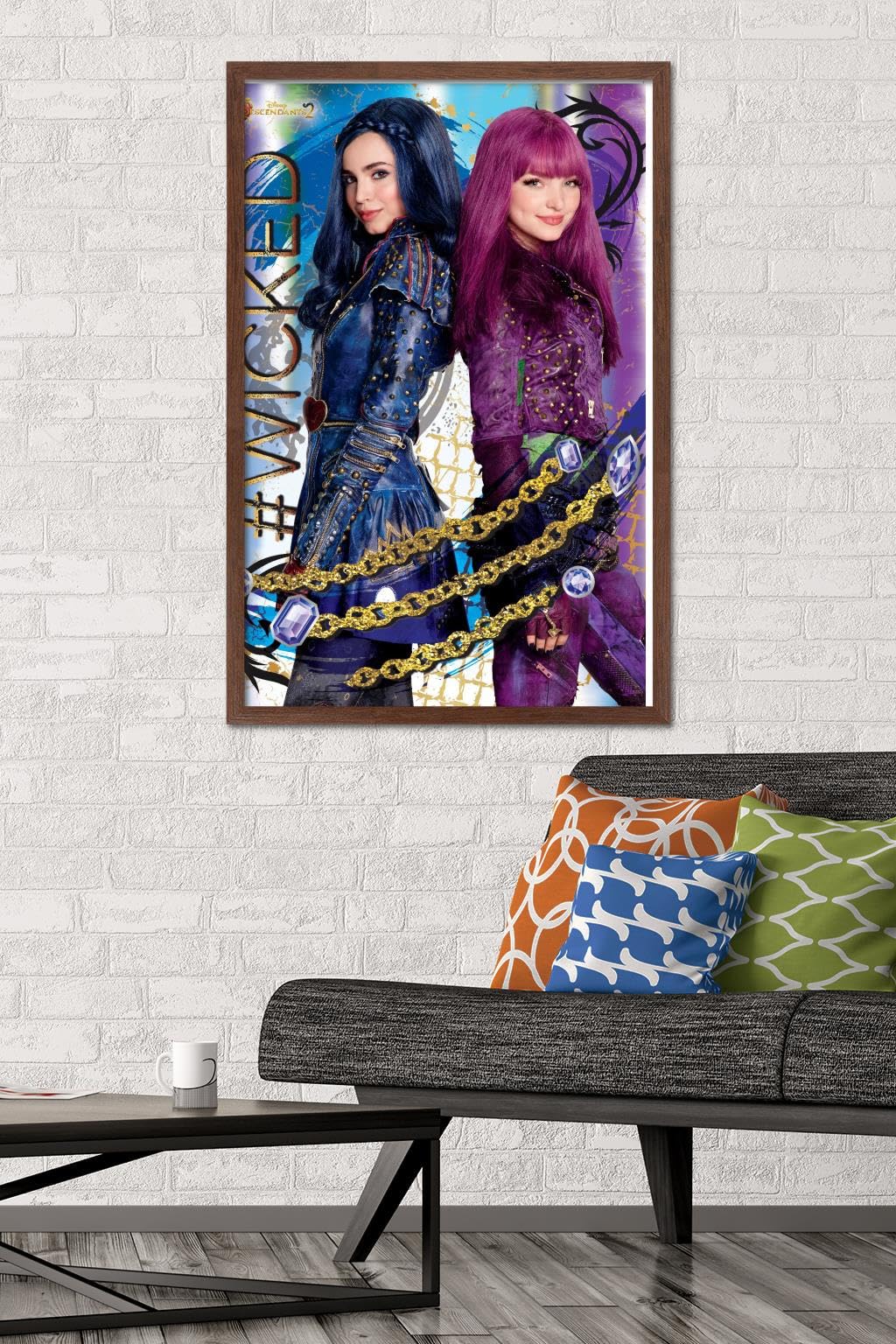 Trends International Disney Descendants 2 - Wicked Wall Poster, 22.375'' X 34'', Mahogany Framed Version