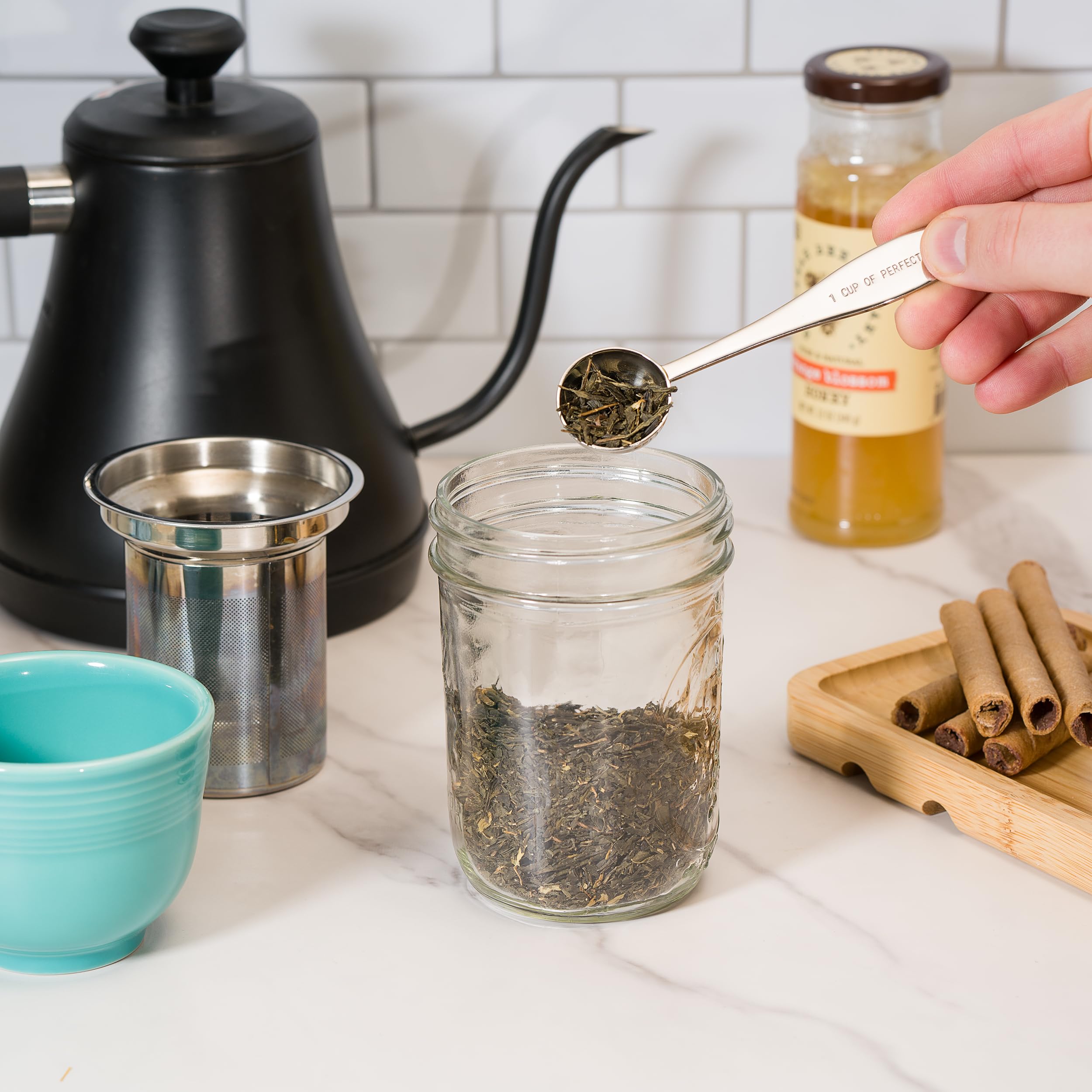 Loose Leaf Tea Spoon Measure | One Cup Of Perfect Tea | Stainless Steel Scoop | Premium High Polish Finish