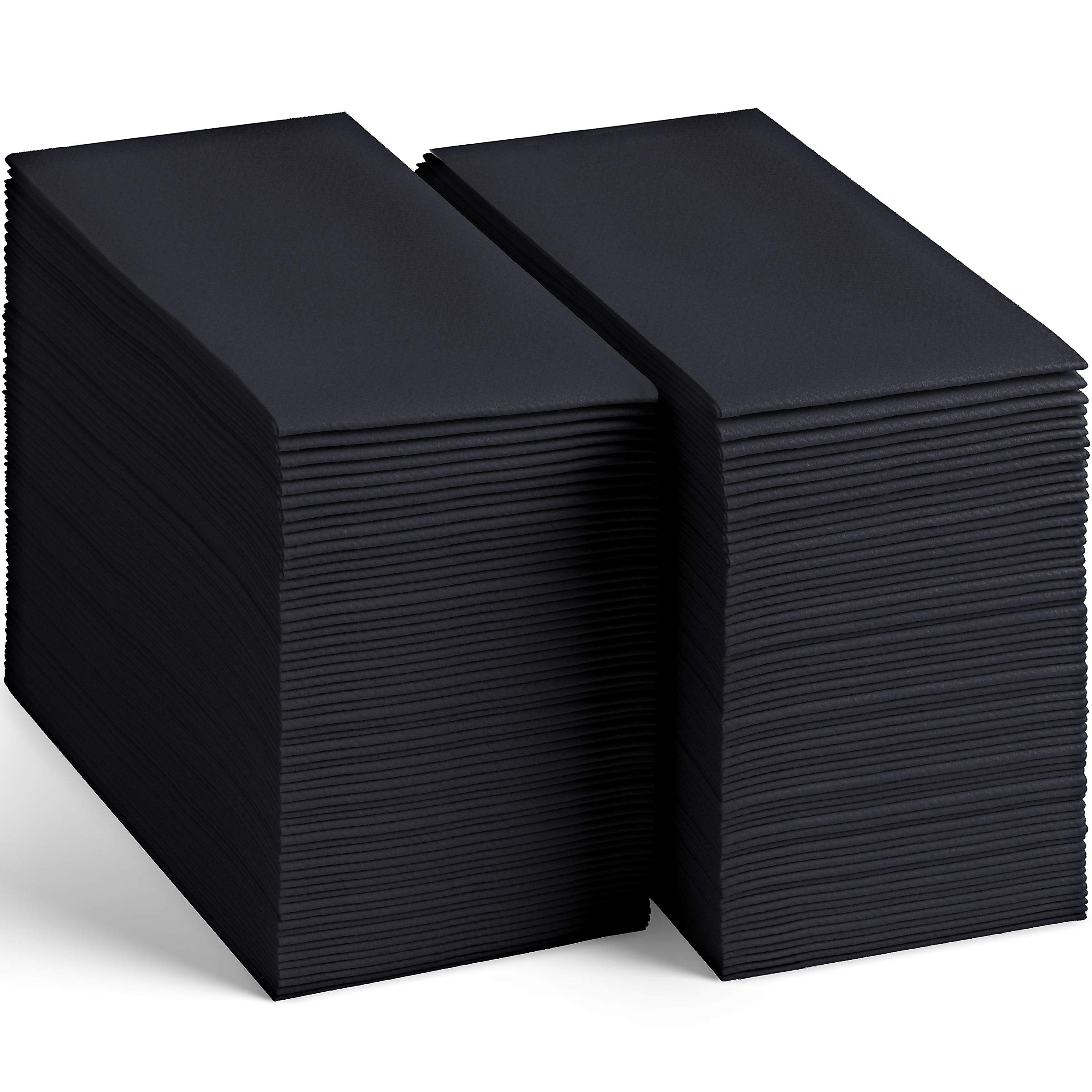 100 Linen-Feel Black Paper Napkins - Decorative Cloth-Like Black Dinner Napkins - Soft And Absorbent. For Kitchen  Party  Wedding  Bathroom Or Any Occasion. (Pack of 100)