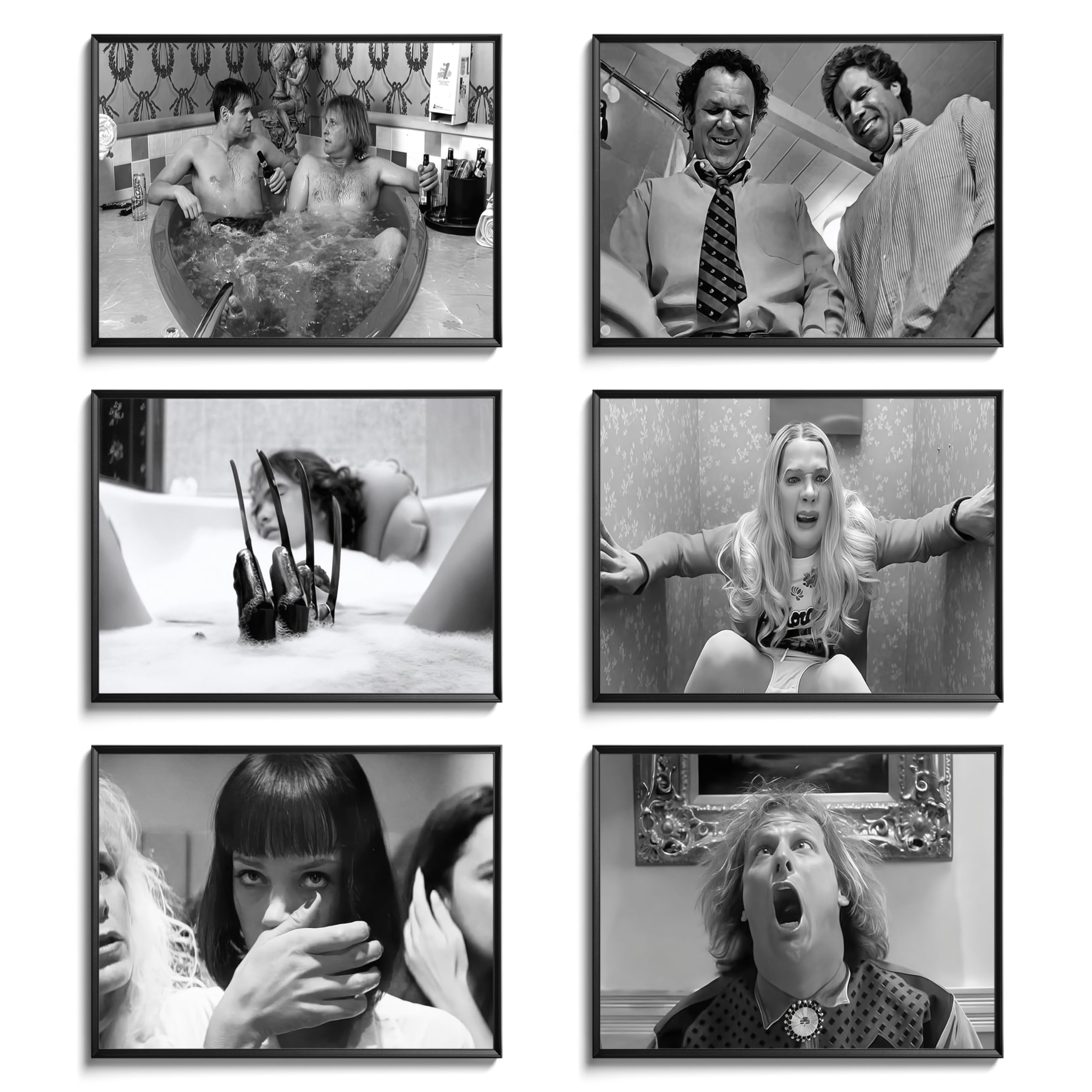 Znhart Funny Bathroom Wall Art Set Of 6, Black And White Vintage Humor Bathroom Posters Wall Decor, Funny Toilet Humour Smell Wa