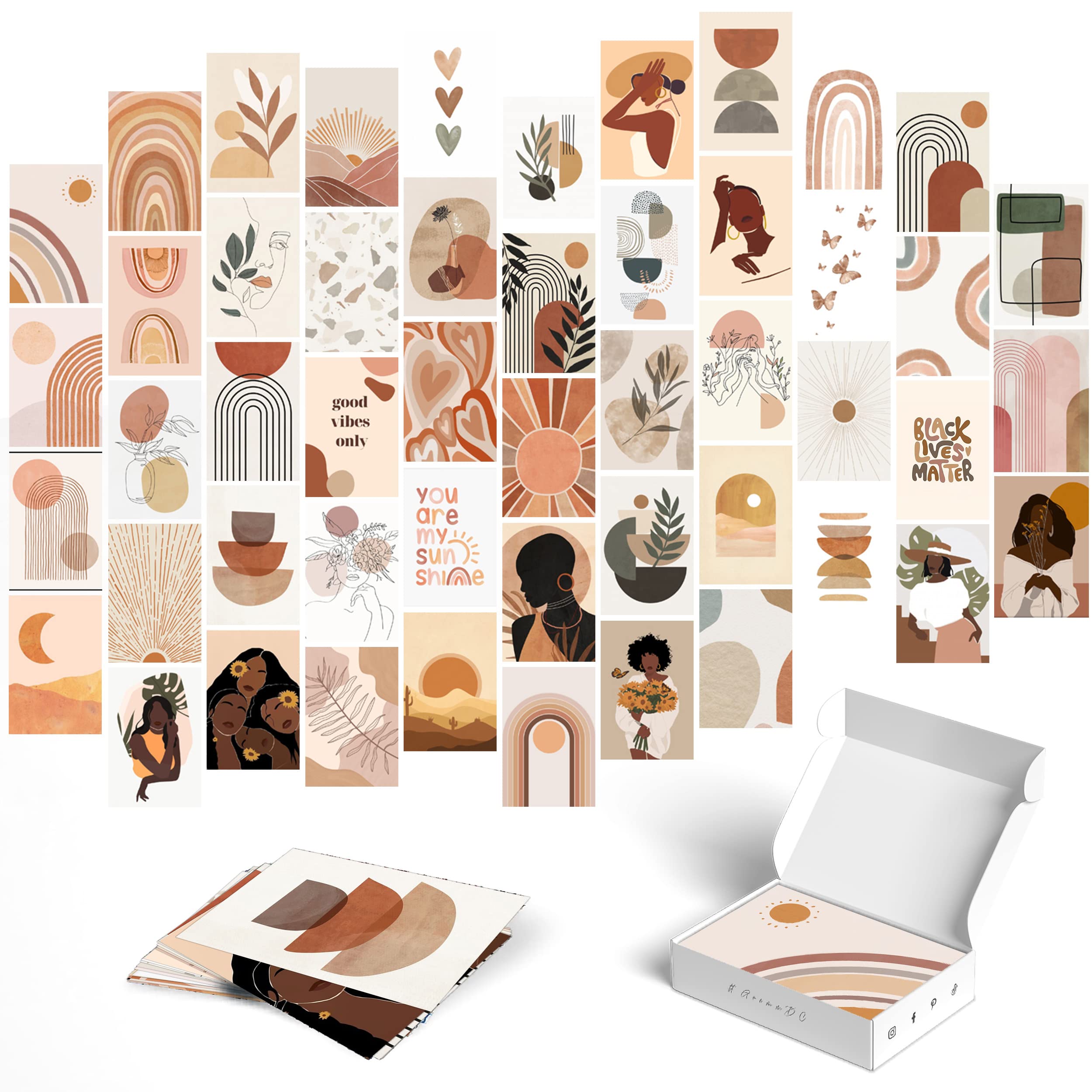 Y2K Boo Boho Wall Collage Kit - 50 Boho Pictures For Room Aesthetic, Perfect Boho Decor For Teen Girls And Dorms, Boho Posters A