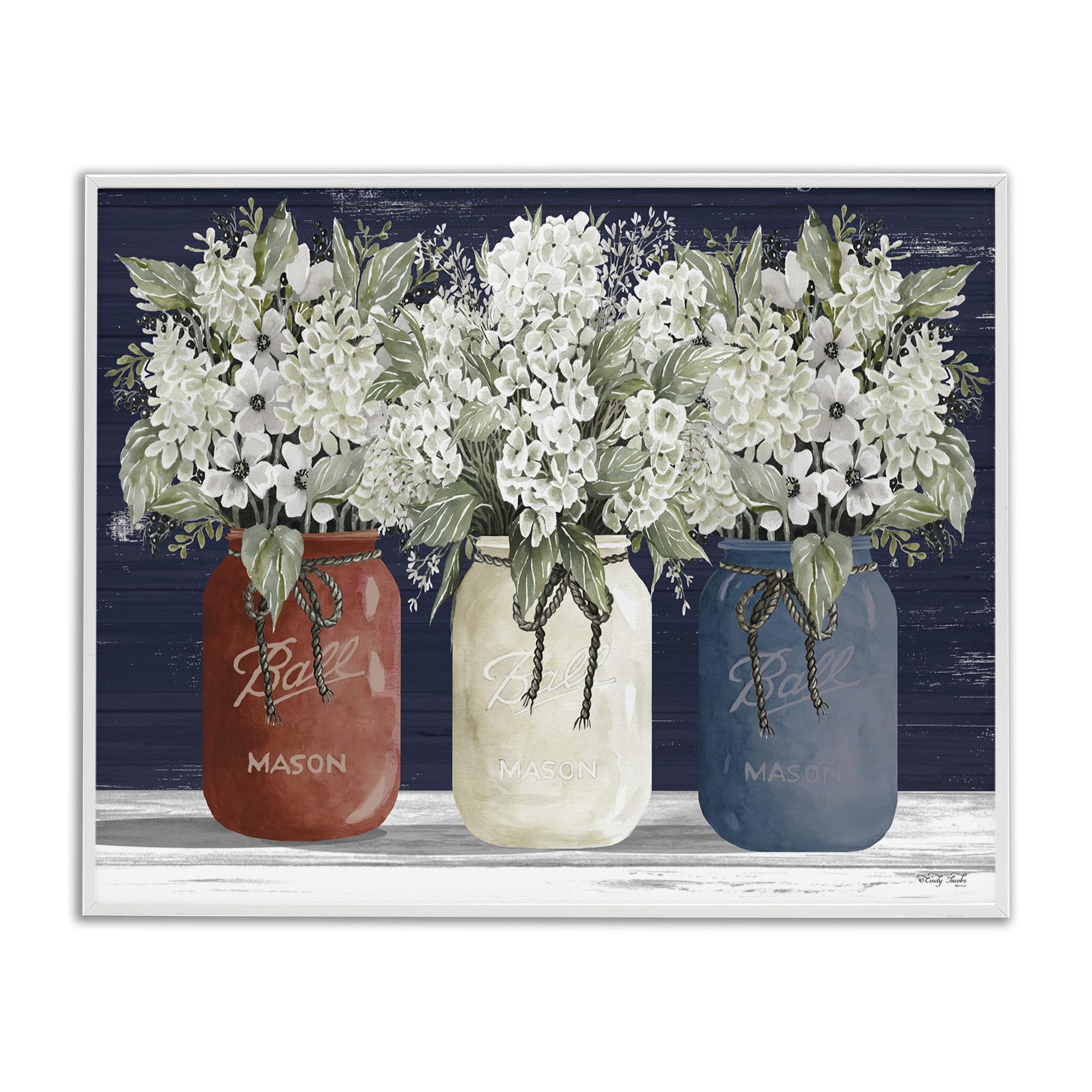 Stupell Industries Americana Floral Bouquets Rustic Flowers Country Pride Framed Giclee Art Design by Cindy Jacobs