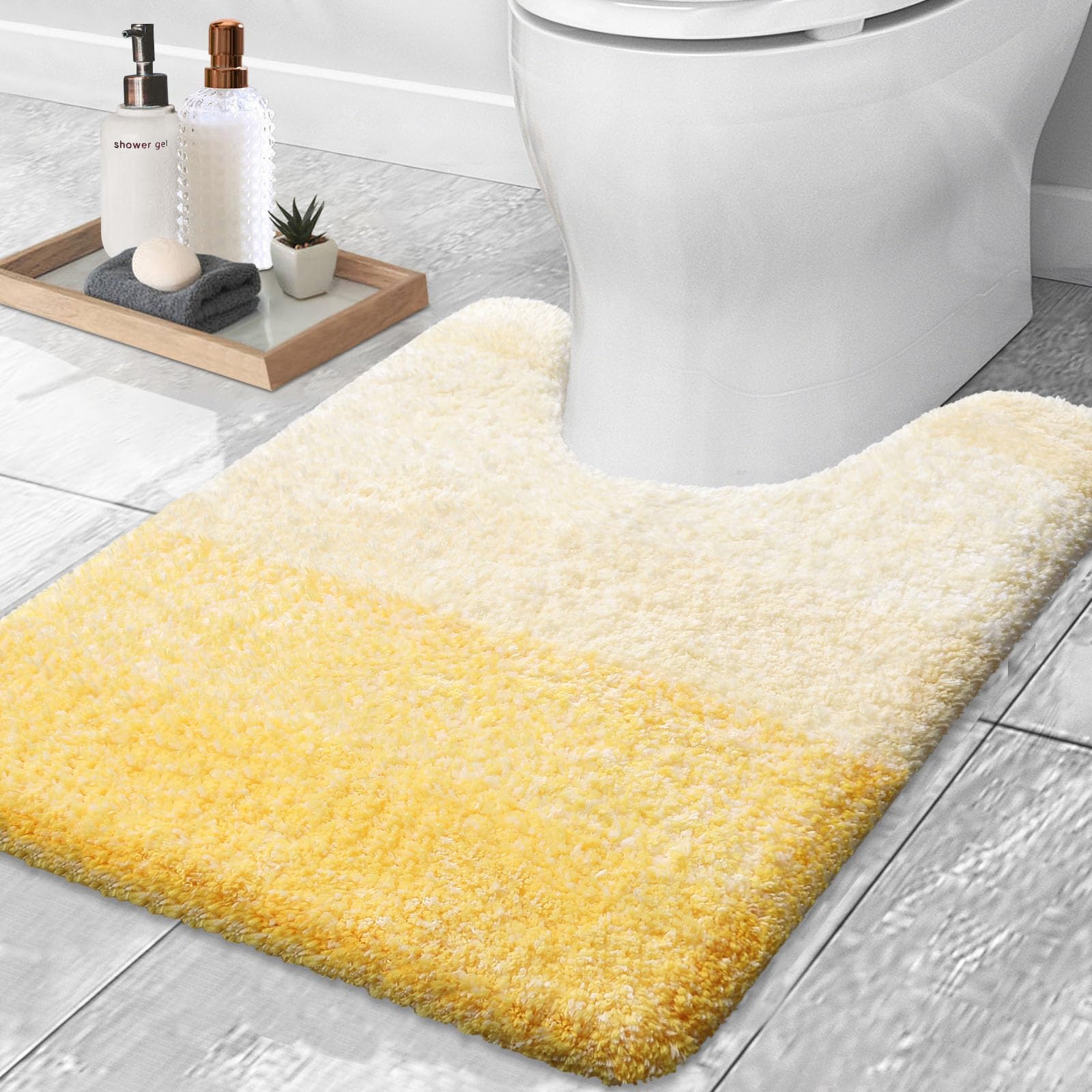 Olanly Luxury Toilet Rugs U-Shaped 24X20, Extra Soft And Absorbent Microfiber Bathroom Rugs, Non-Slip Plush Shaggy Bath Mat, Mac