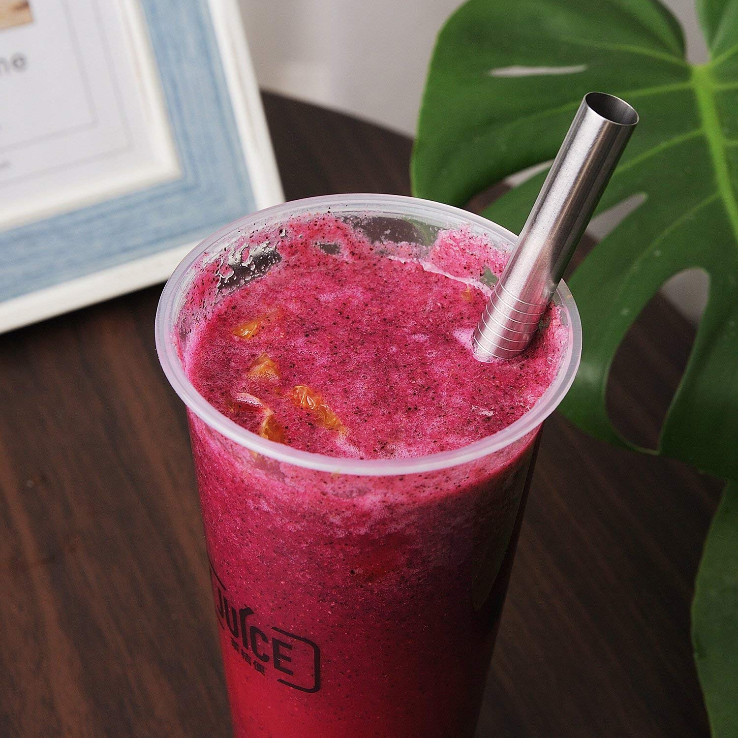 Alink Reusable Boba Straws With Case And Cleaning Brush, 4-Pack Extra Wide Stainless Steel Metal Bubble Tea Straw For Smoothie,