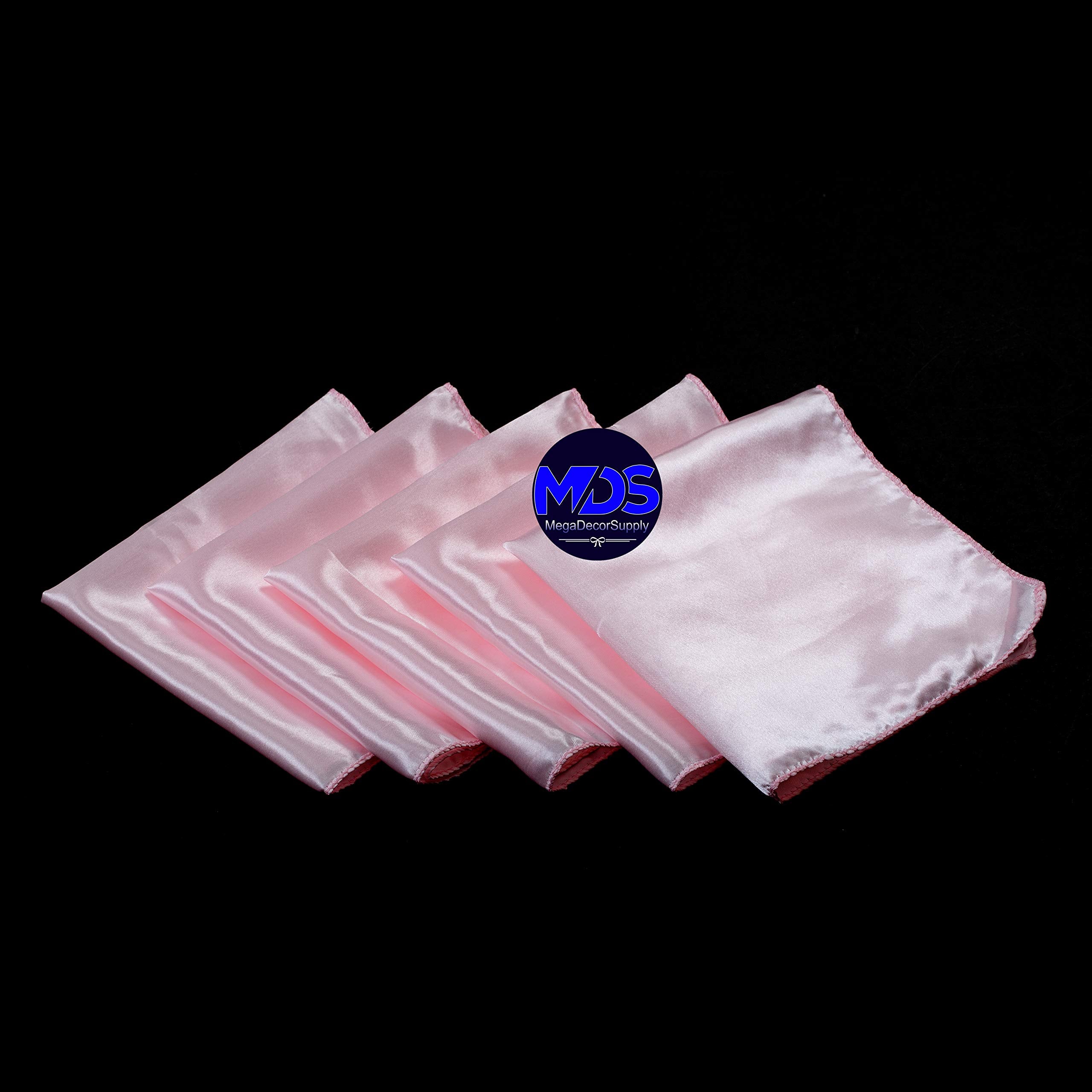 Mds Pack Of 50 Wedding Satin 12''X 12'' Square Dinner Napkin Or Handkerchief For Wedding Banquet Decoration - Blush Pink