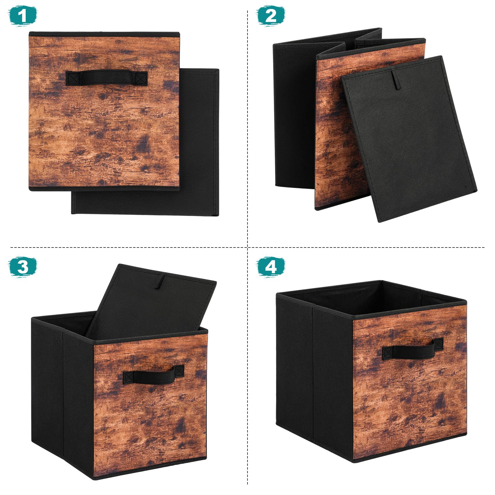 Stero Fabric Storage Cubes, 8 Pack Foldable Storage Bins With Handle, 11 Inch Storage Baskets Box For Shelves, Closet, Organizer