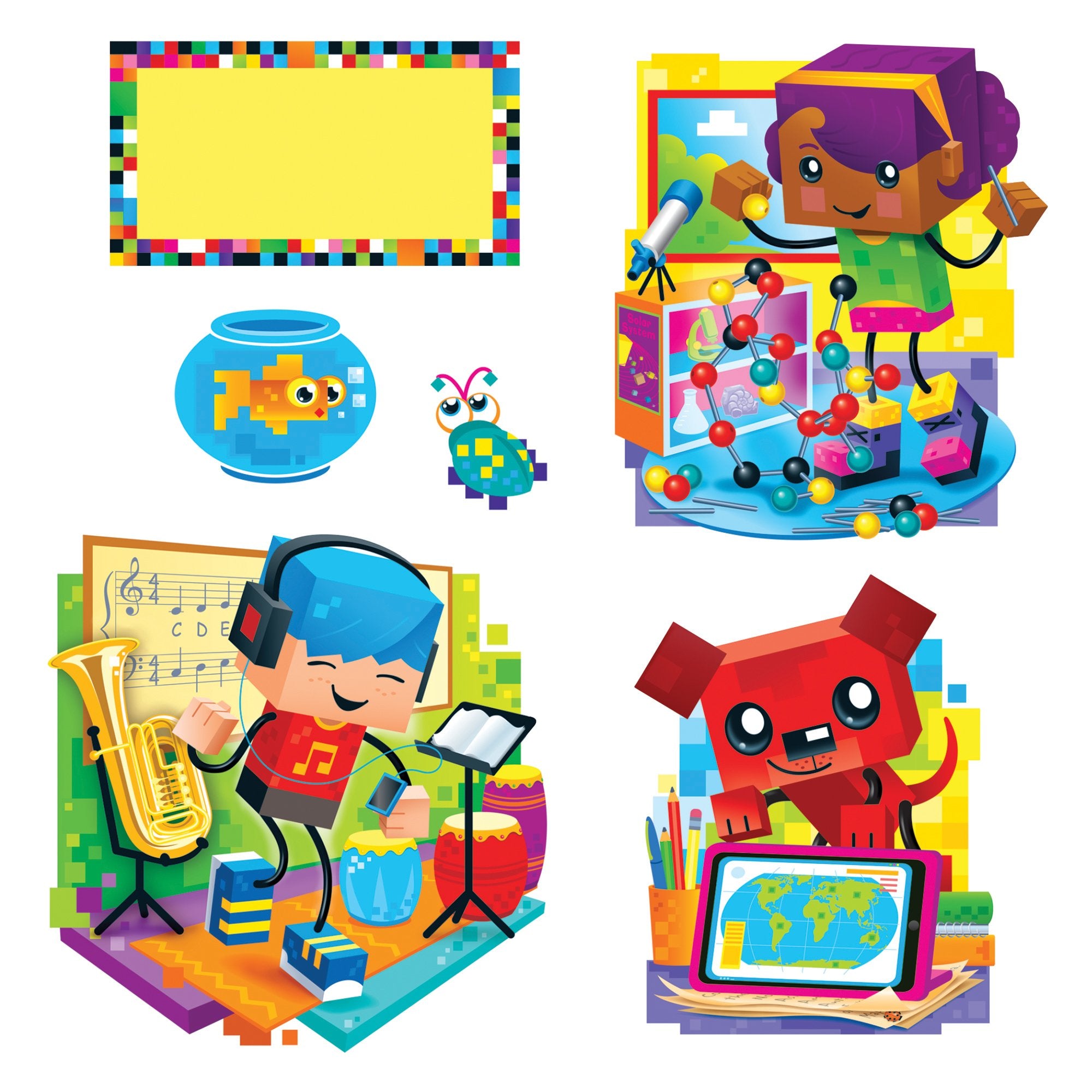BlockStars! Decorative Bulletin Board Set by TREND enterprises, Inc.- Enliven classrooms & Kids Rooms with Fun Graphics!