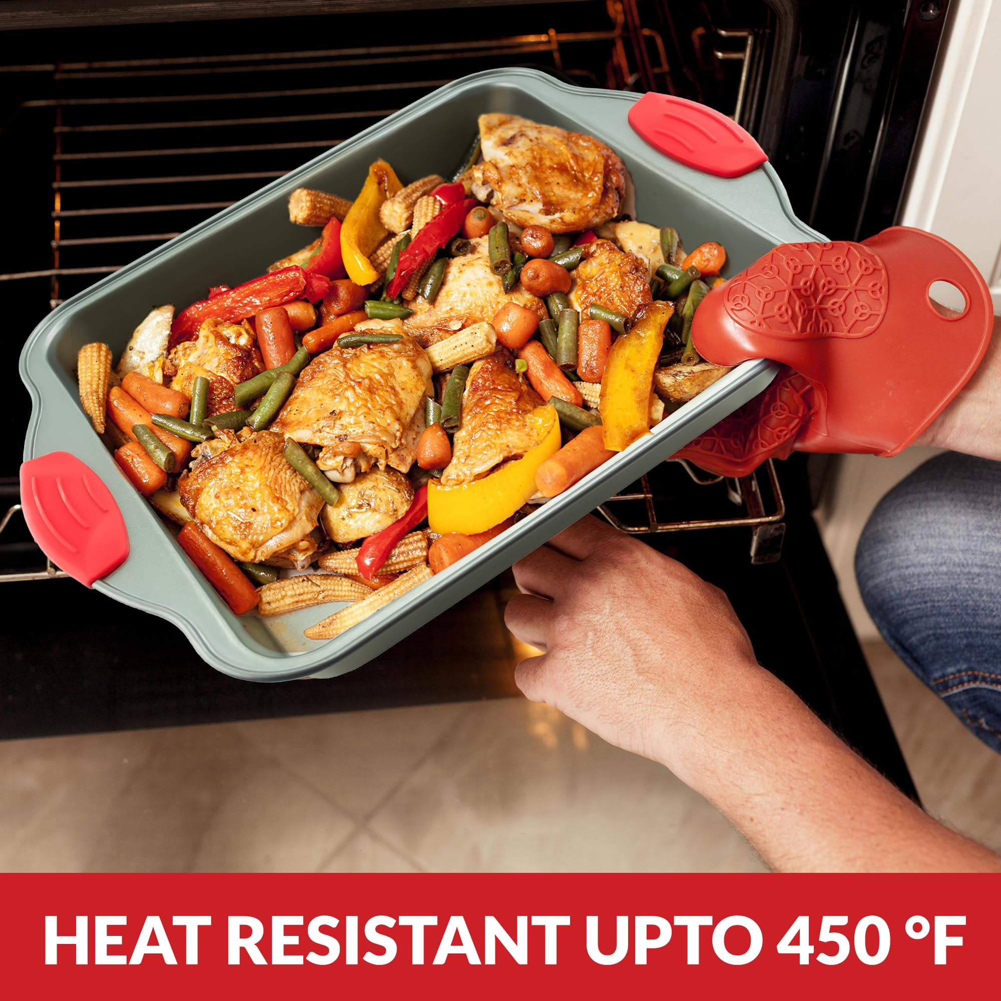 Boxiki Kitchen Non-Stick Steel 8X8 Square Baking Pan Durable, Convenient, And Premium Quality Non-Stick Baking Mold Bakeware.
