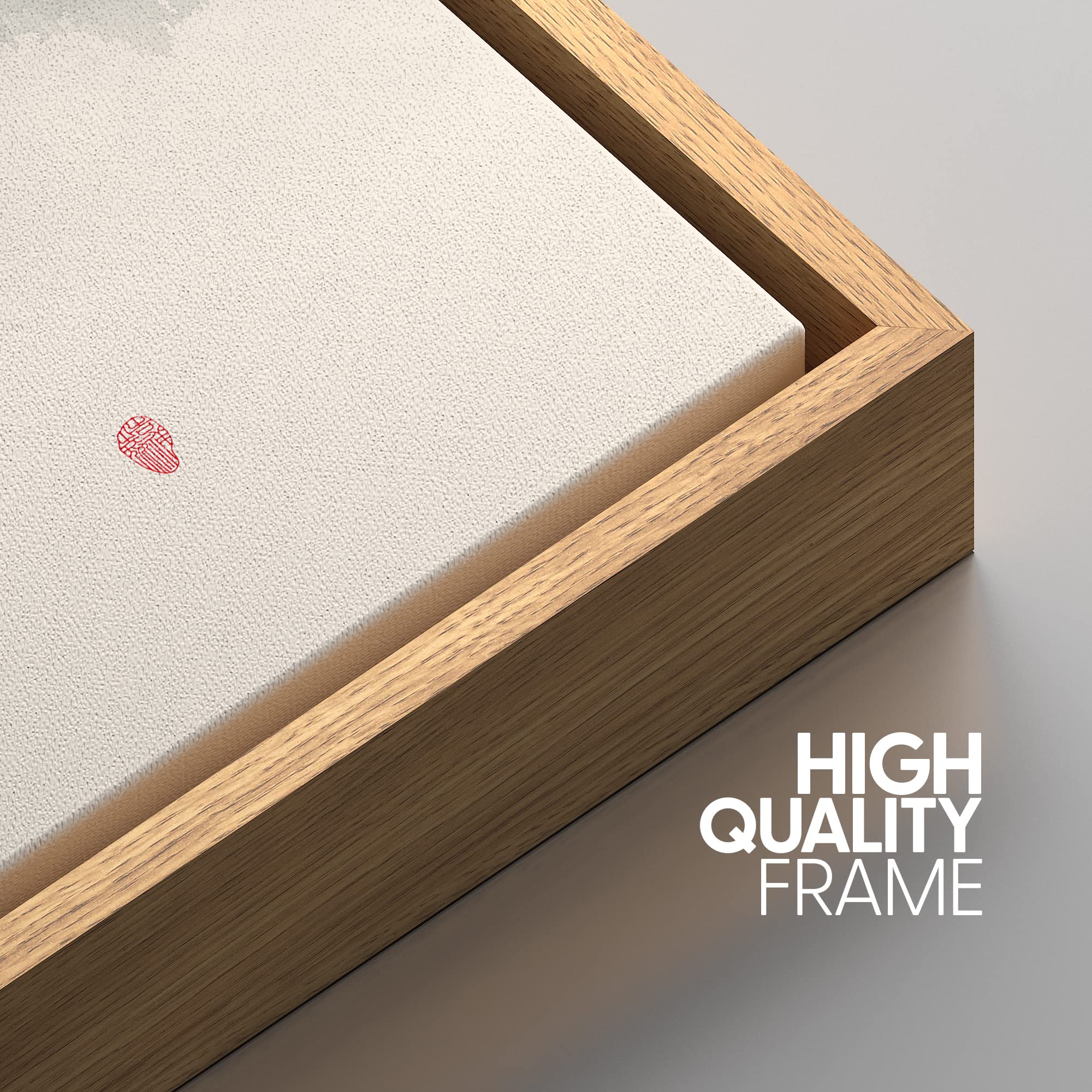 NWT Framed Canvas Print Wall Art Watercolor Chinese Style Red & Pink Lotus Flowers Nature Wilderness Illustrations Modern Art Rustic Colorful Pastel for Living Room  Bedroom  Office - 24''x36'' Natural