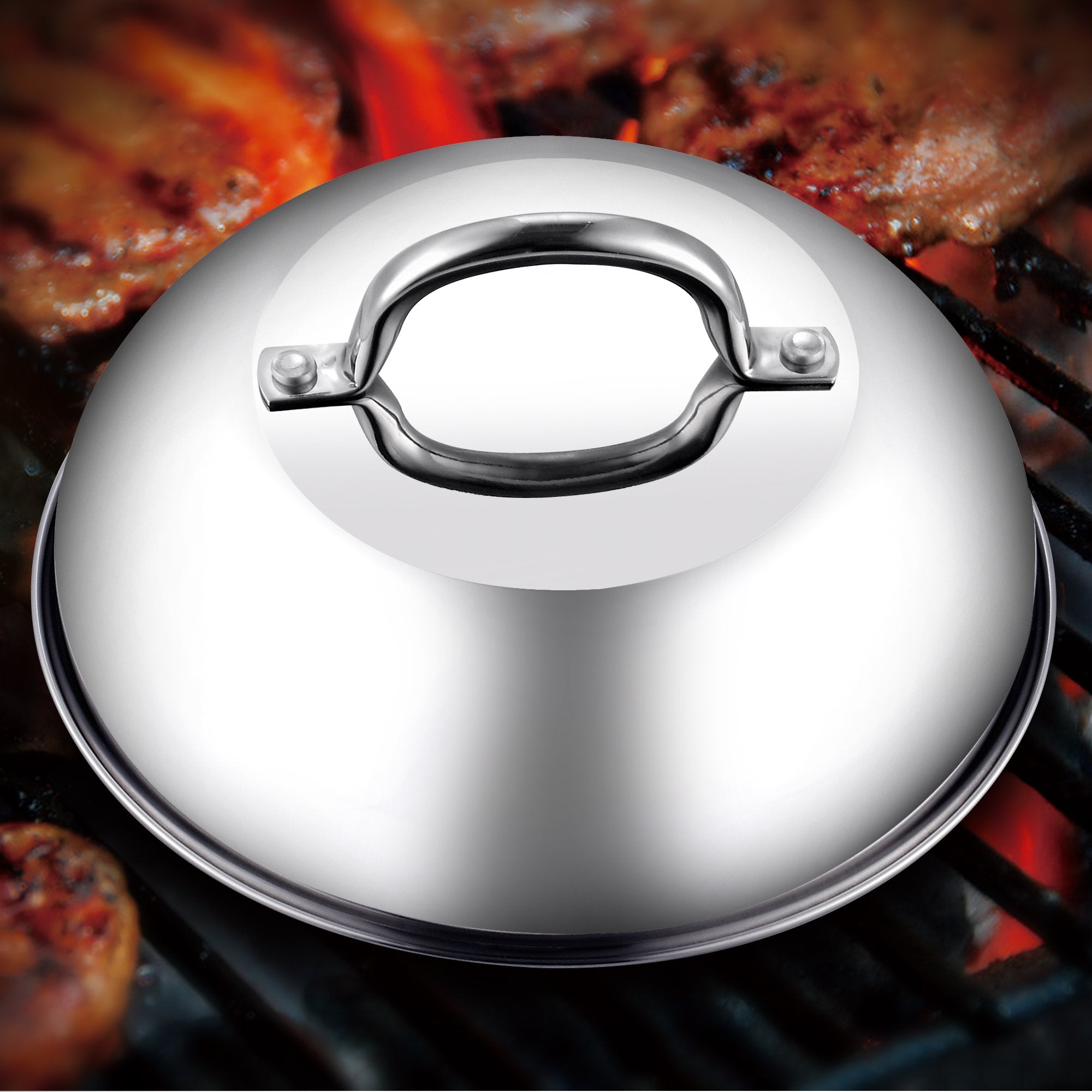 Cook N Home 9.5-Inch Stainless Steel Grill Cooking Steaming Dome Lid, Model 02557
