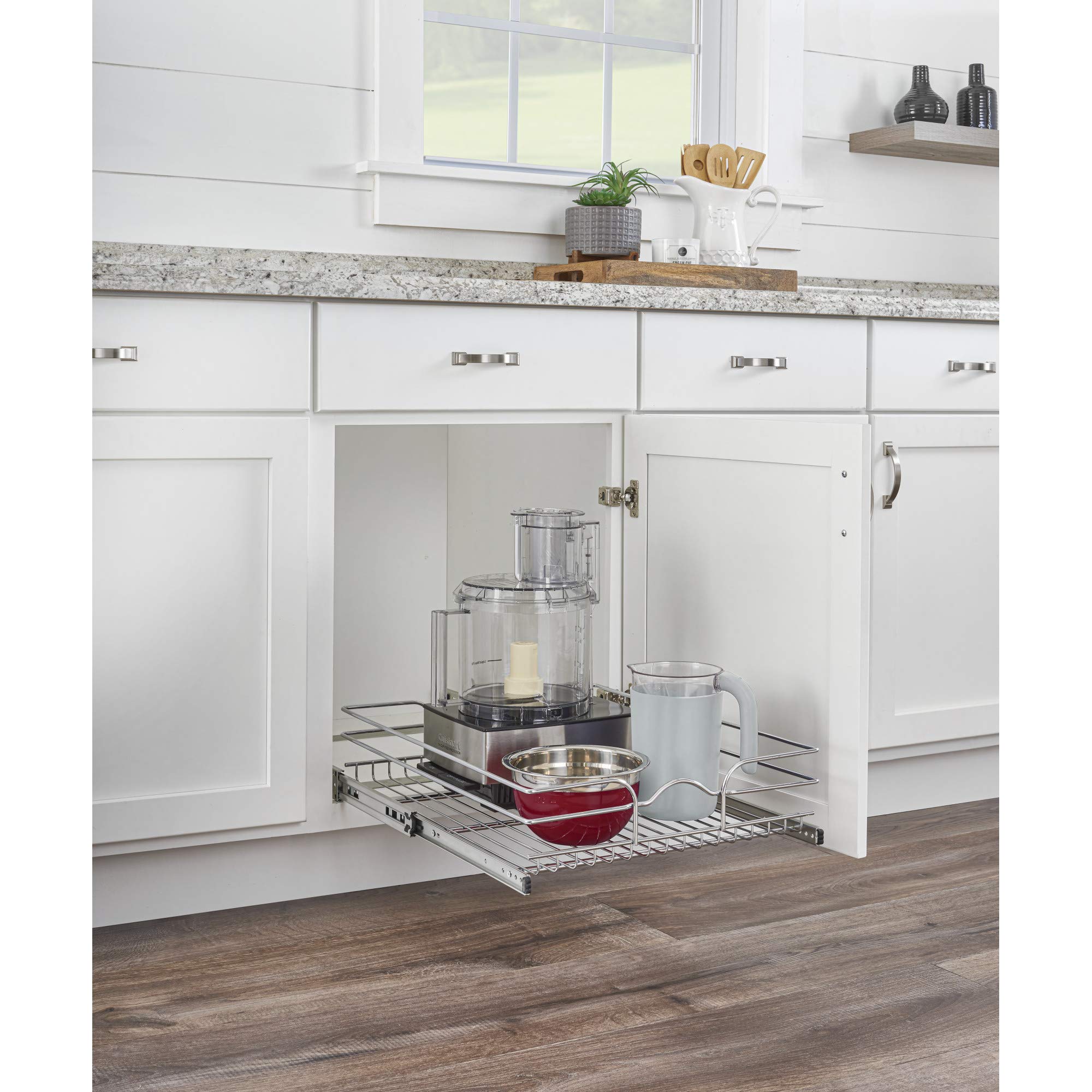 Rev-A-Shelf Kitchen Cabinet Pullout Shelf And Drawer Organizer Slide Out Pantry Storage Basket In Multiple Sizes, 21 X 20 In, 5W