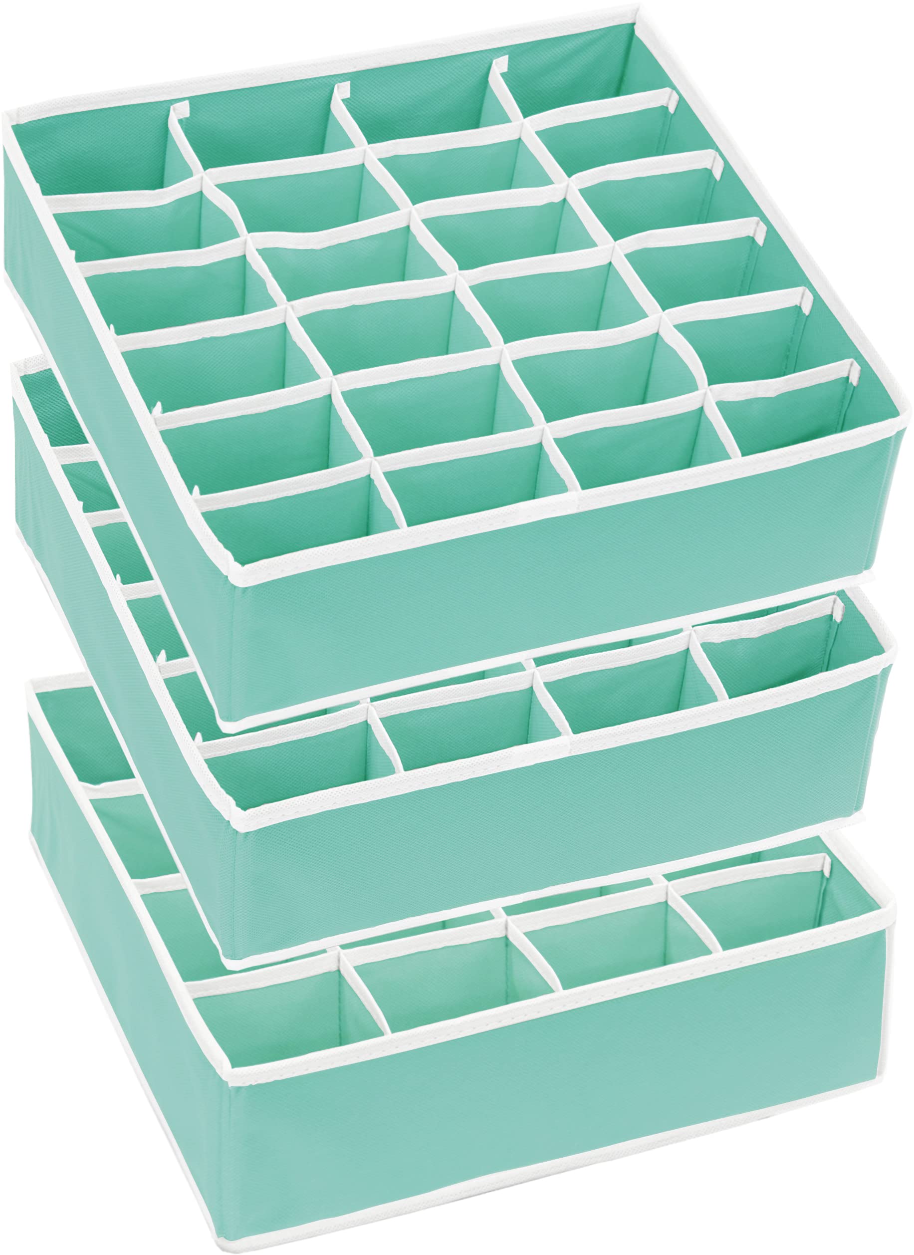 Simple Houseware Closet Drawer Organizer for Clothes, Socks and Underware, 3 Pack, Turquoise