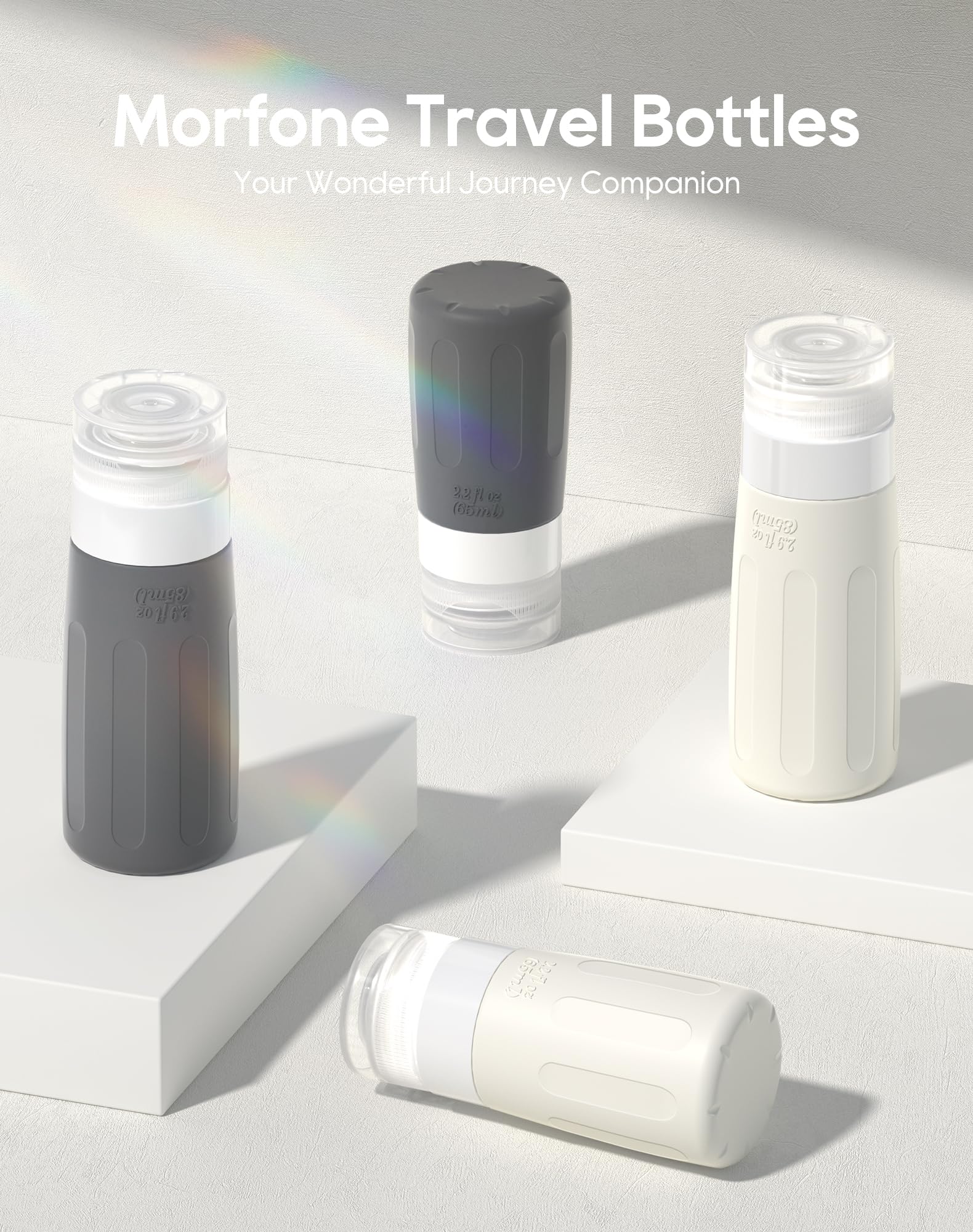 Morfone 16 Pack Silicone Travel Bottles Set for Toiletries TSA Approved Travel Containers Leakproof Squeezable Refillable Travel Accessories 2oz 3oz for Shampoo Conditioner Lotion Liquids (BPA Free)