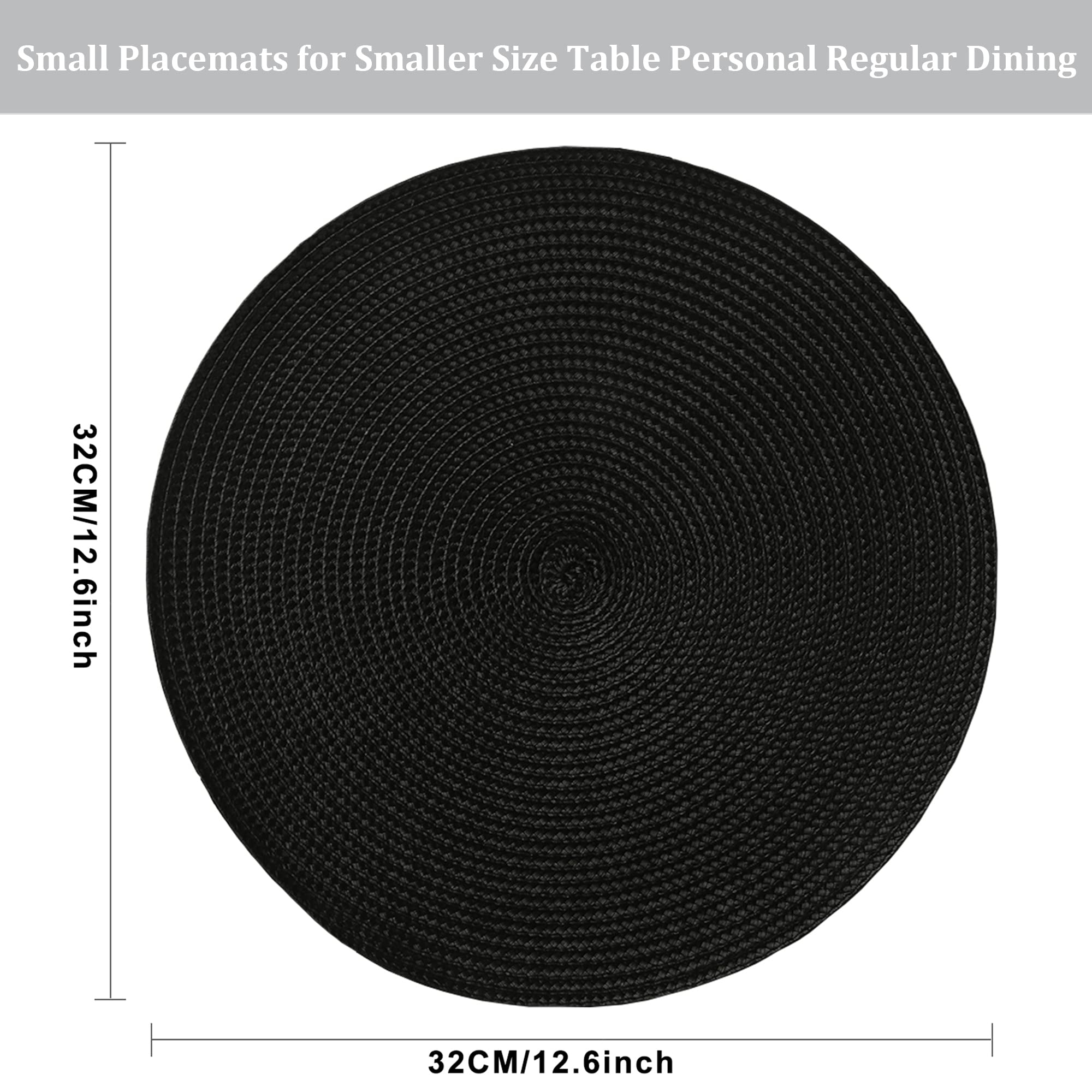 Wanyd Placemats Round Placemats For Dining Table Set Of 6, 12.6 Inch Small Circle Placemats Washable Heat Resistant Non Slip Rou