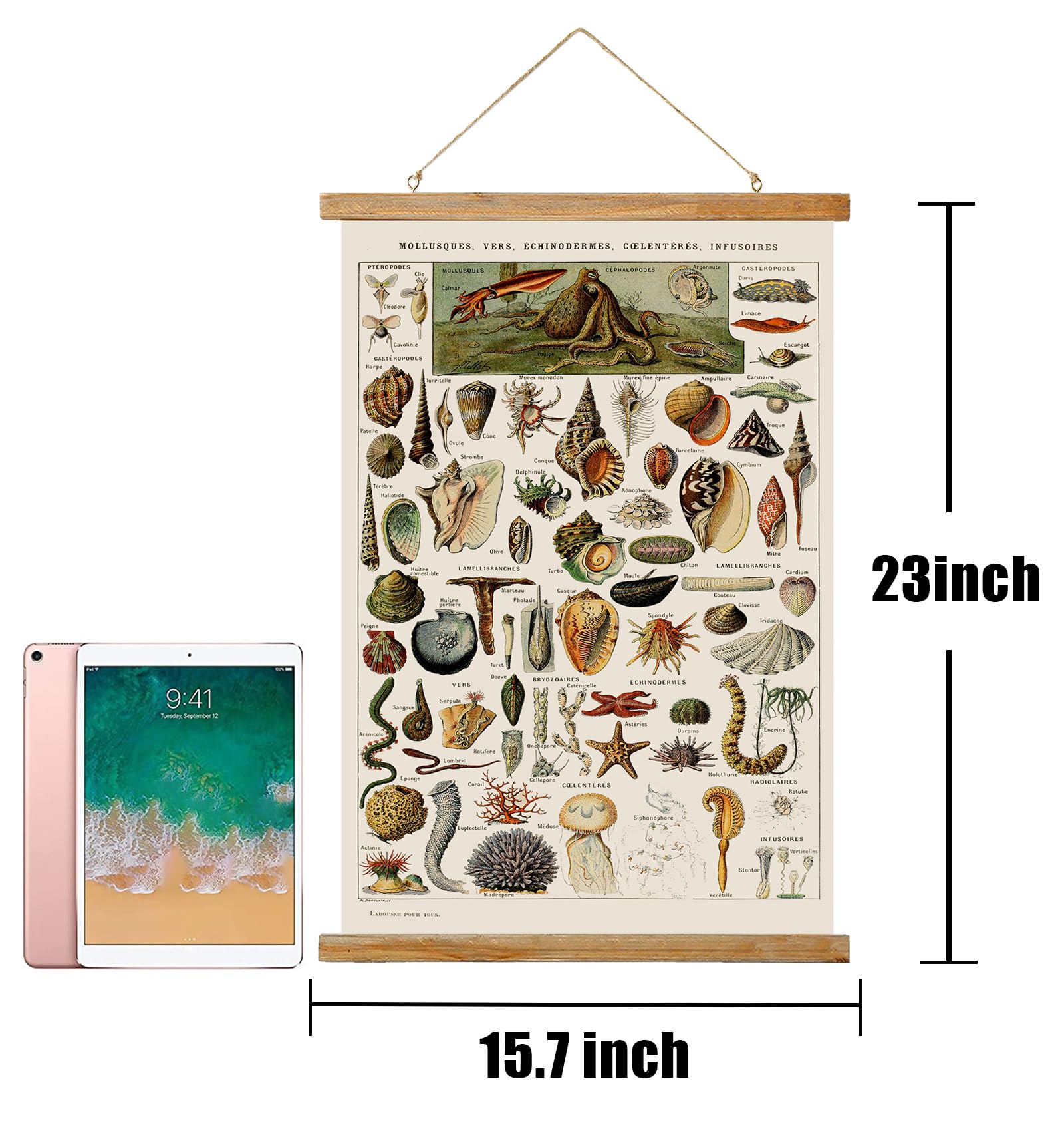 Ovfovy Vintage Ocean Poster, Rustic Room Aesthetic, Retro Wall Art Prints Without Fading, Printed On Linen With Wood Frames, Rea